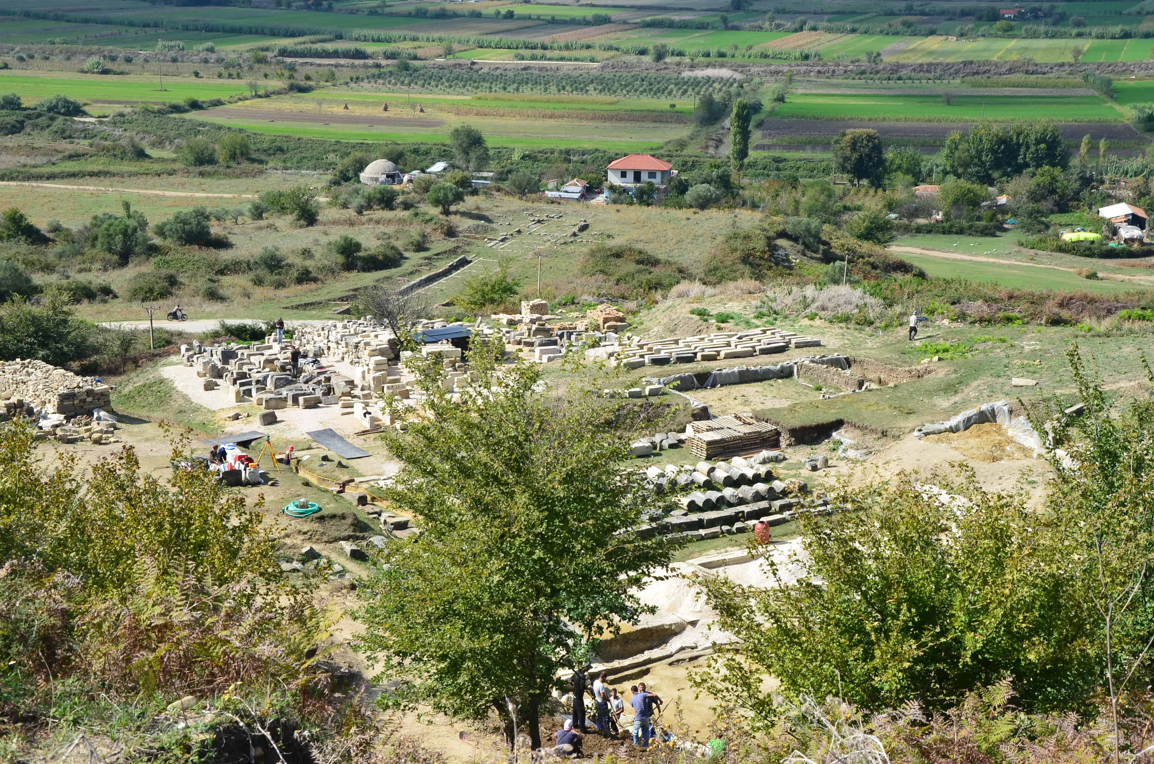 German archaeologists excavating the theatre in Apollonia, Albania