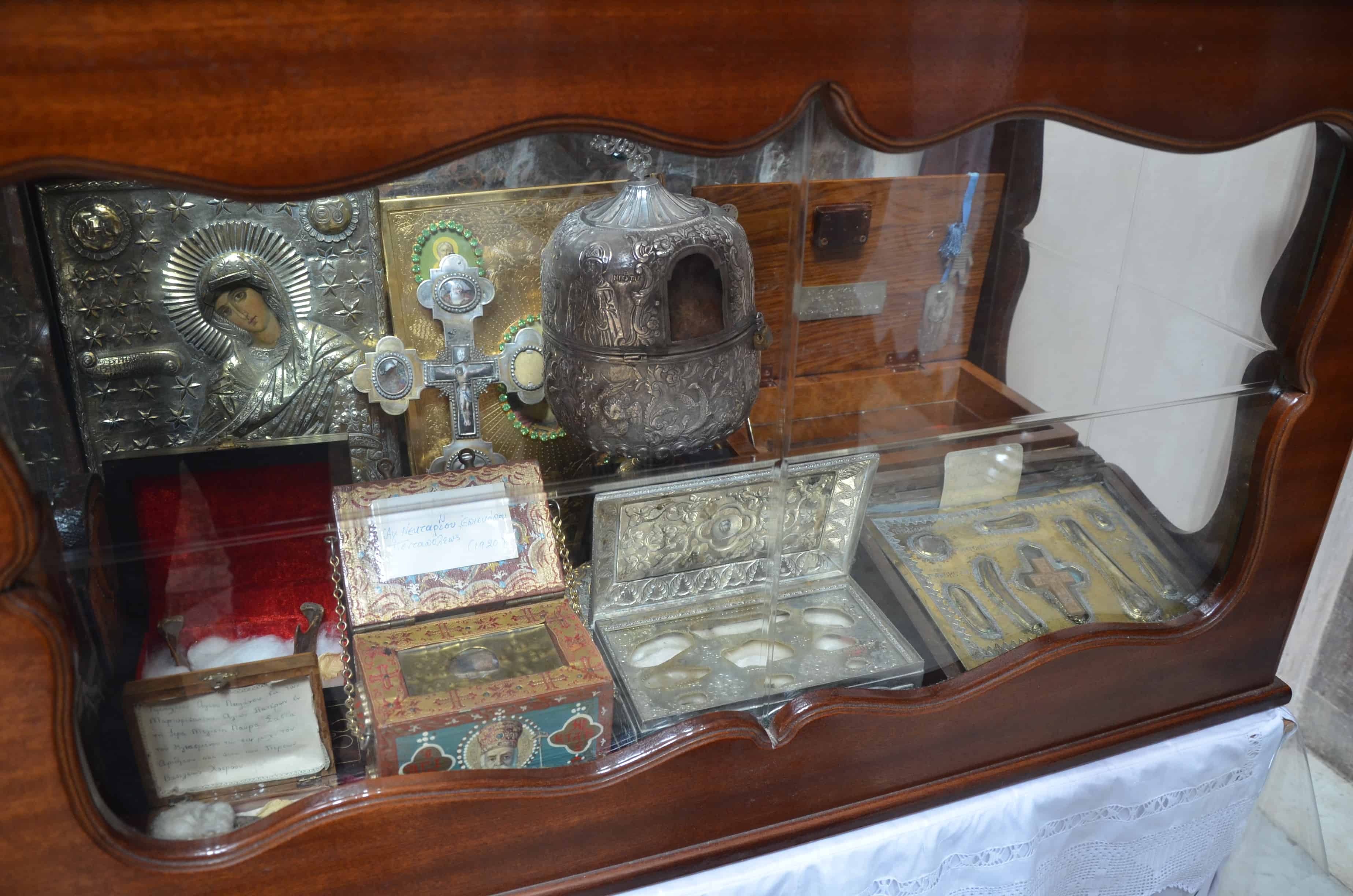 Relics at Nea Moni in Chios, Greece