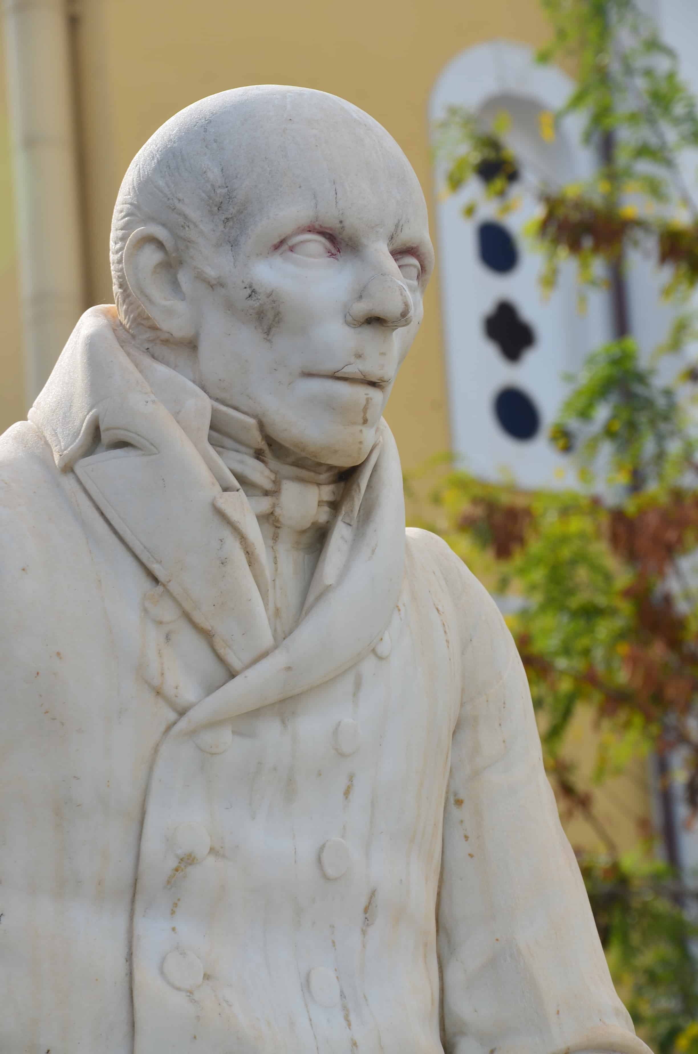 Statue of Adamantios Korais in Chora, Chios, Greece
