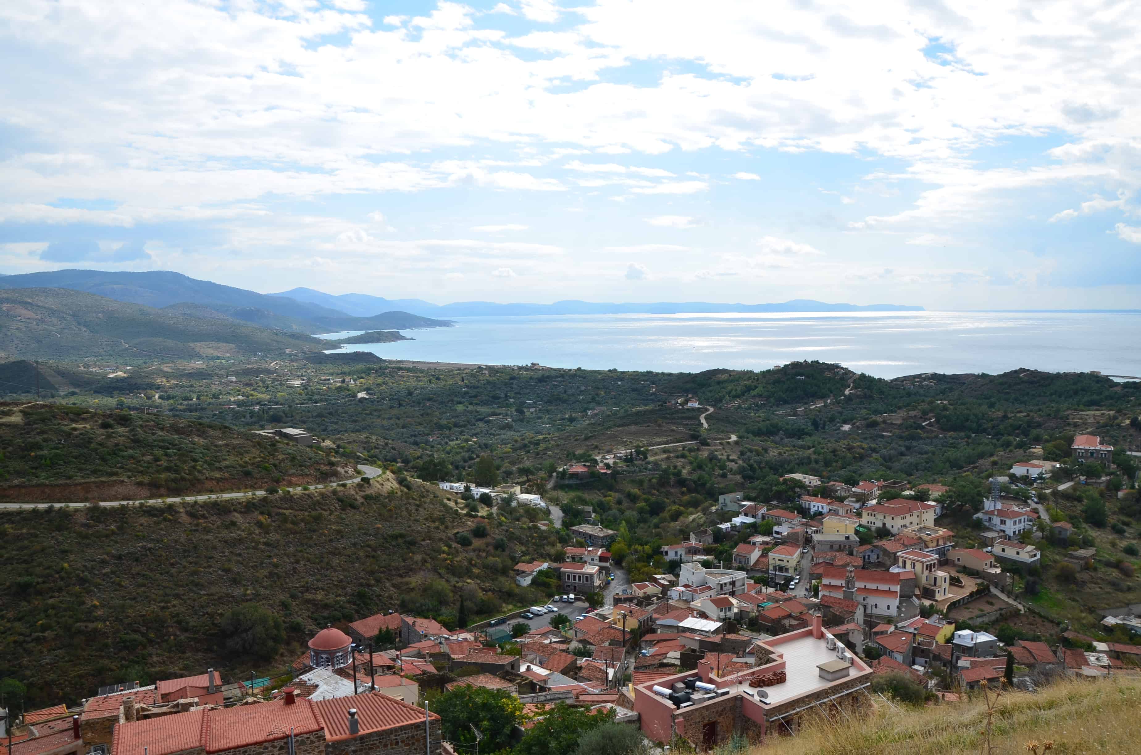 View of town from the castle in Volissos, Chios, Greece