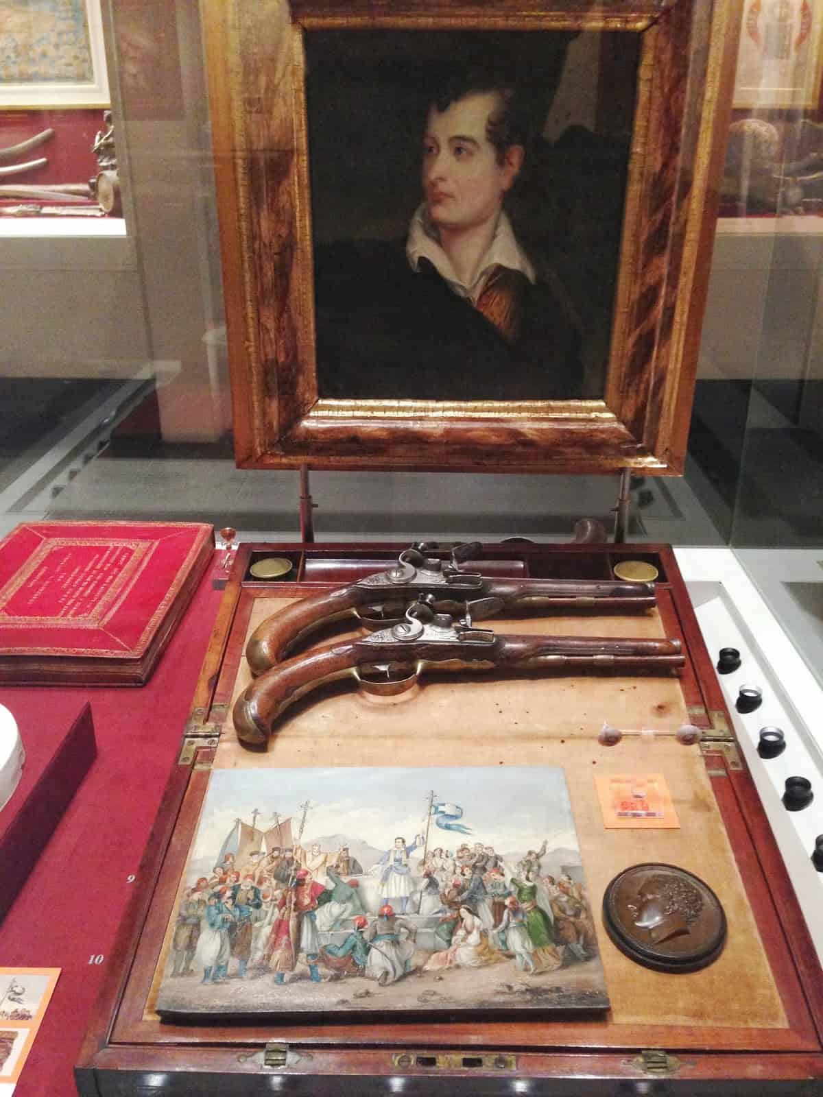 Lord Byron’s pistols at the Benaki Museum of Greek Culture in Athens, Greece
