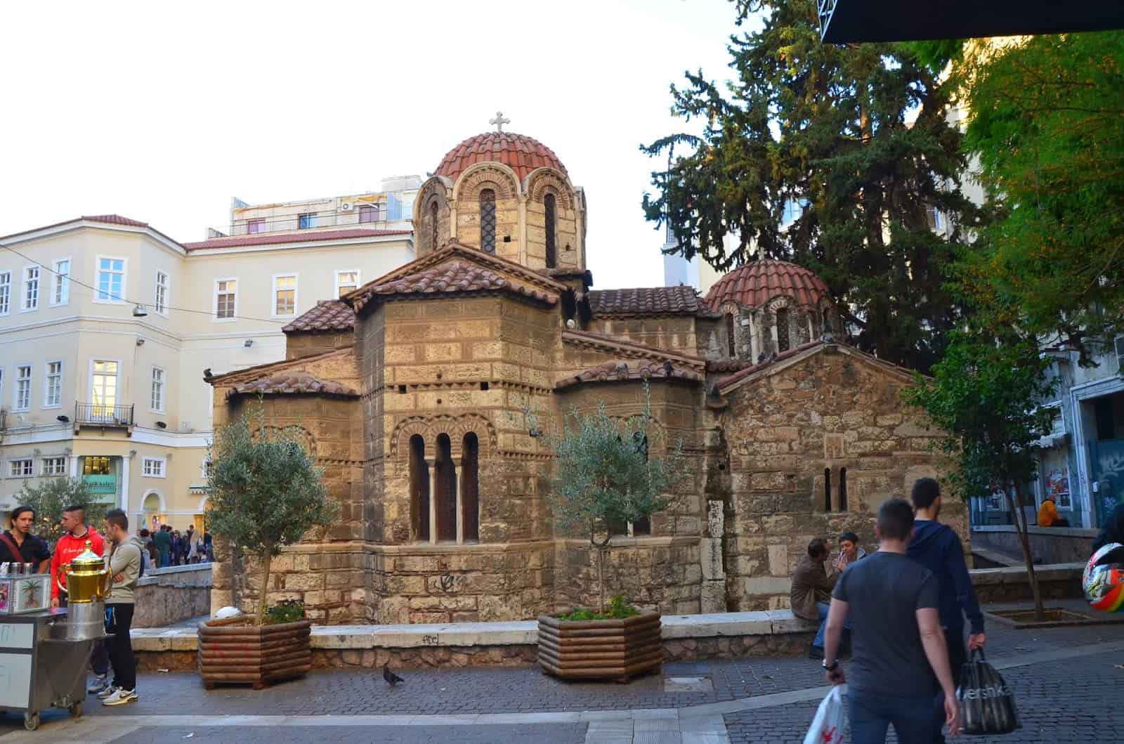 Looking at Kapnikarea from the east, with the Chapel of Saint Barbara on the right, in Athens, Greece