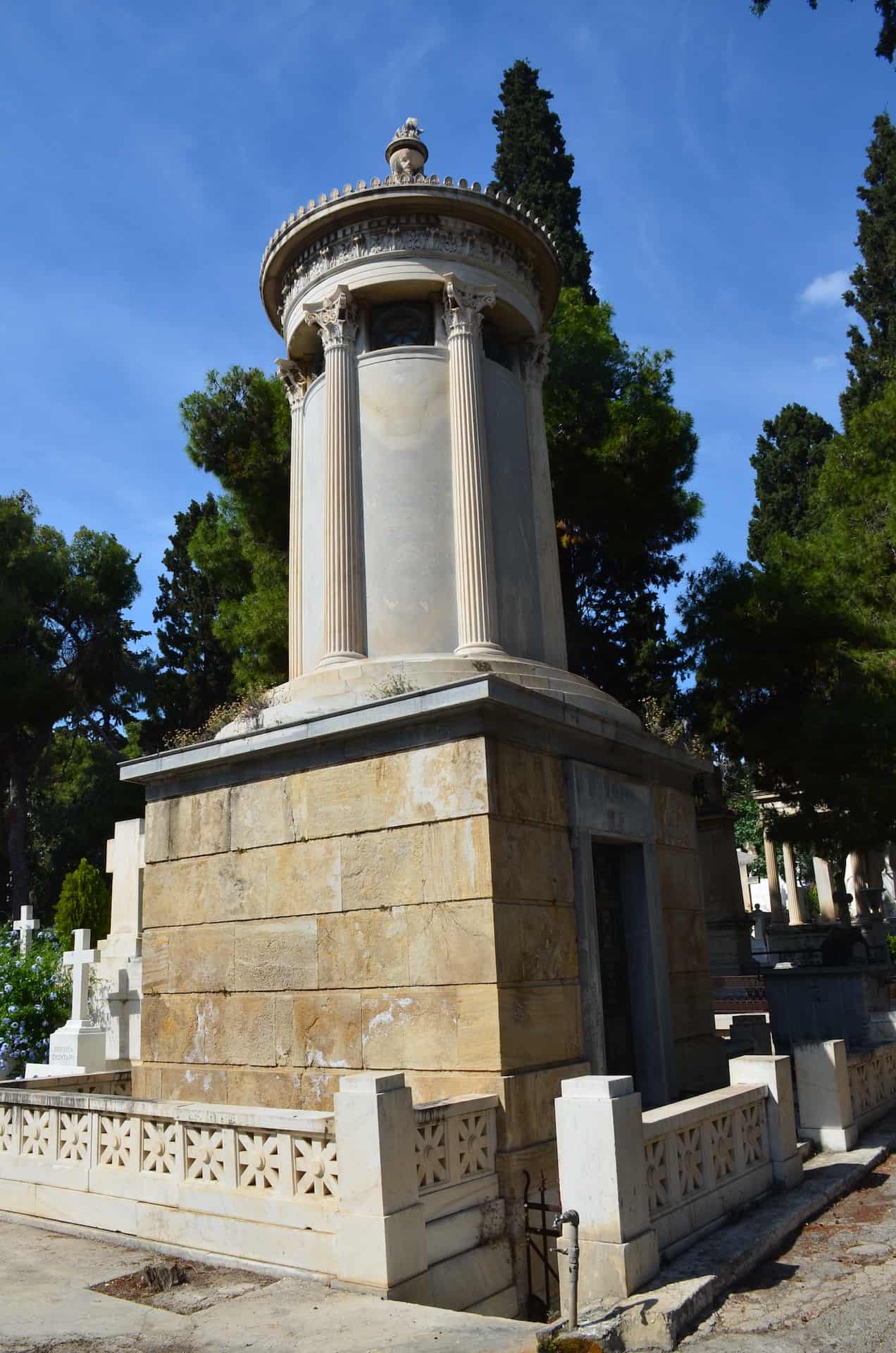 Tomb shaped like the Choragic Monument of Lysicrates at the First Cemetery of Athens, Greece