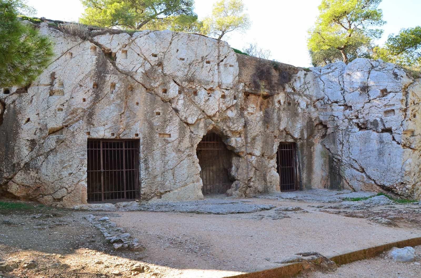 So-called Prison of Socrates on the Hill of the Muses (Philopappos Hill) in Athens, Greece