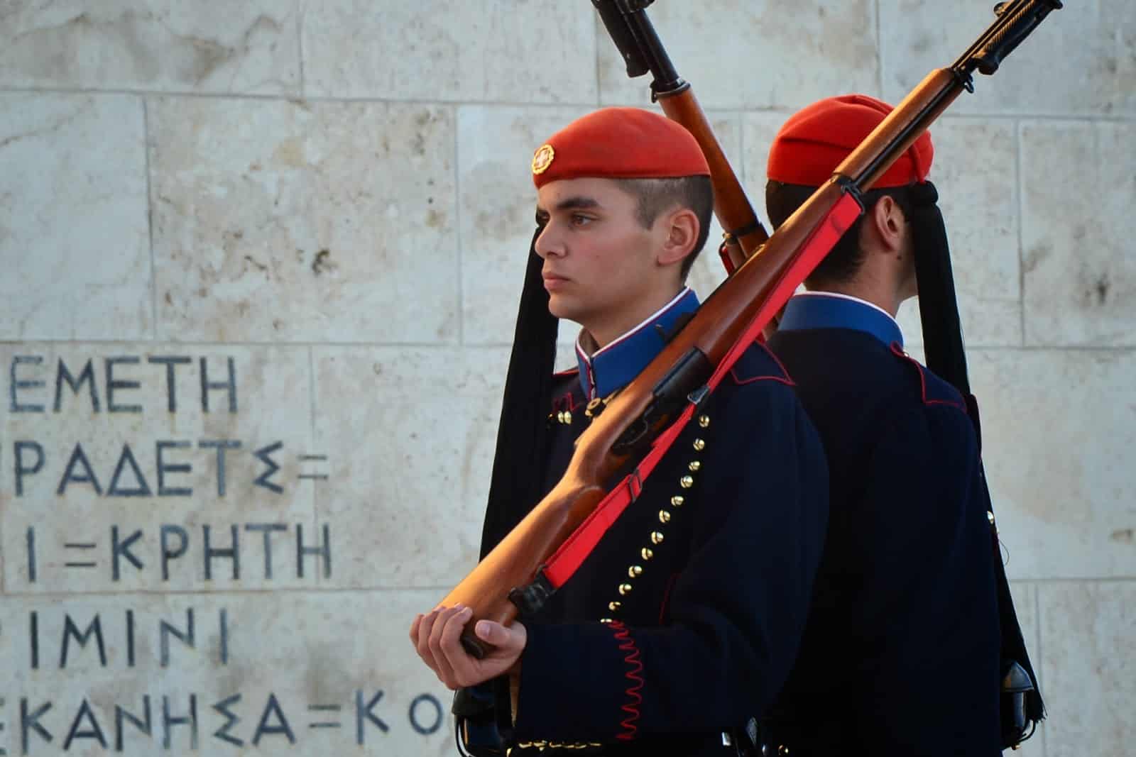 Evzones at the Tomb of the Unknown Soldier in Athens, Greece