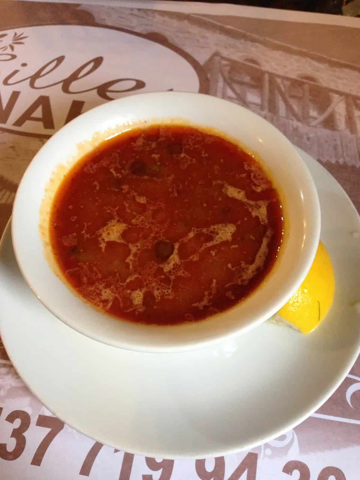 Okra soup at Sille Konak in Sille, Turkey