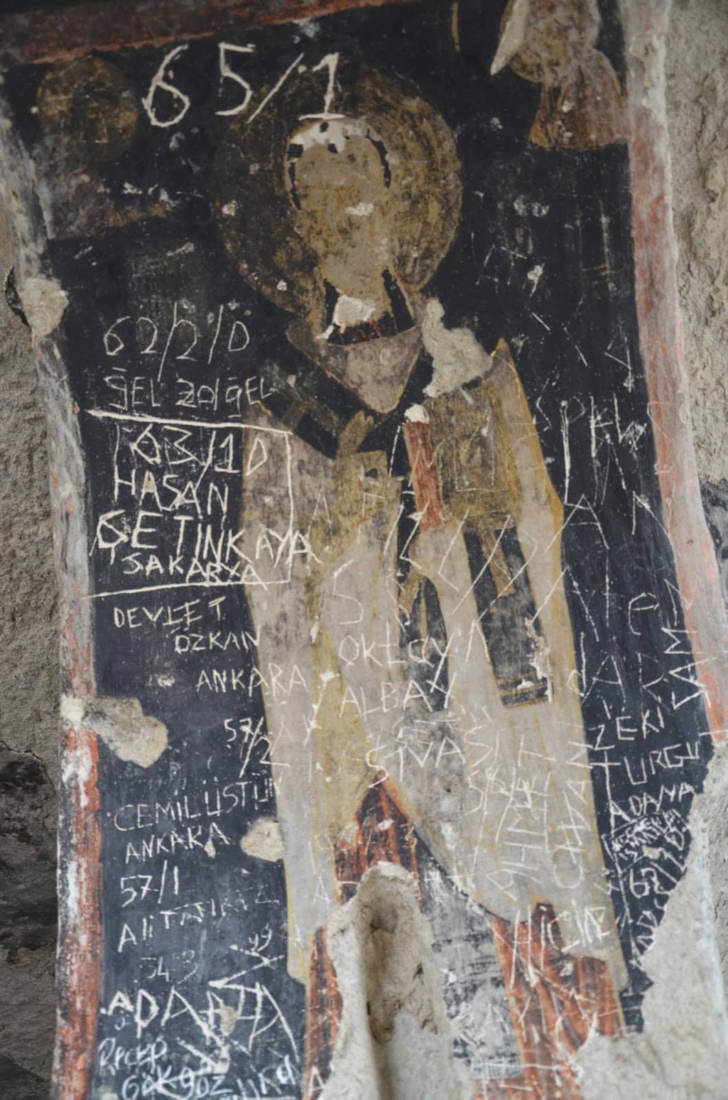 Fresco in a cave church in Sille, Turkey