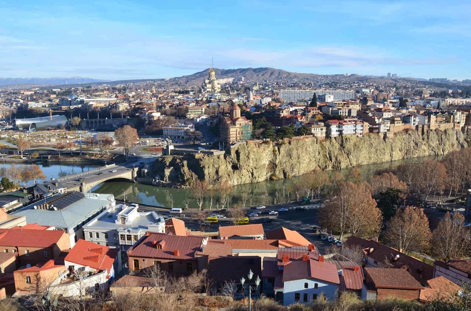 The view from Narikala Fortress in Tbilisi, Georgia