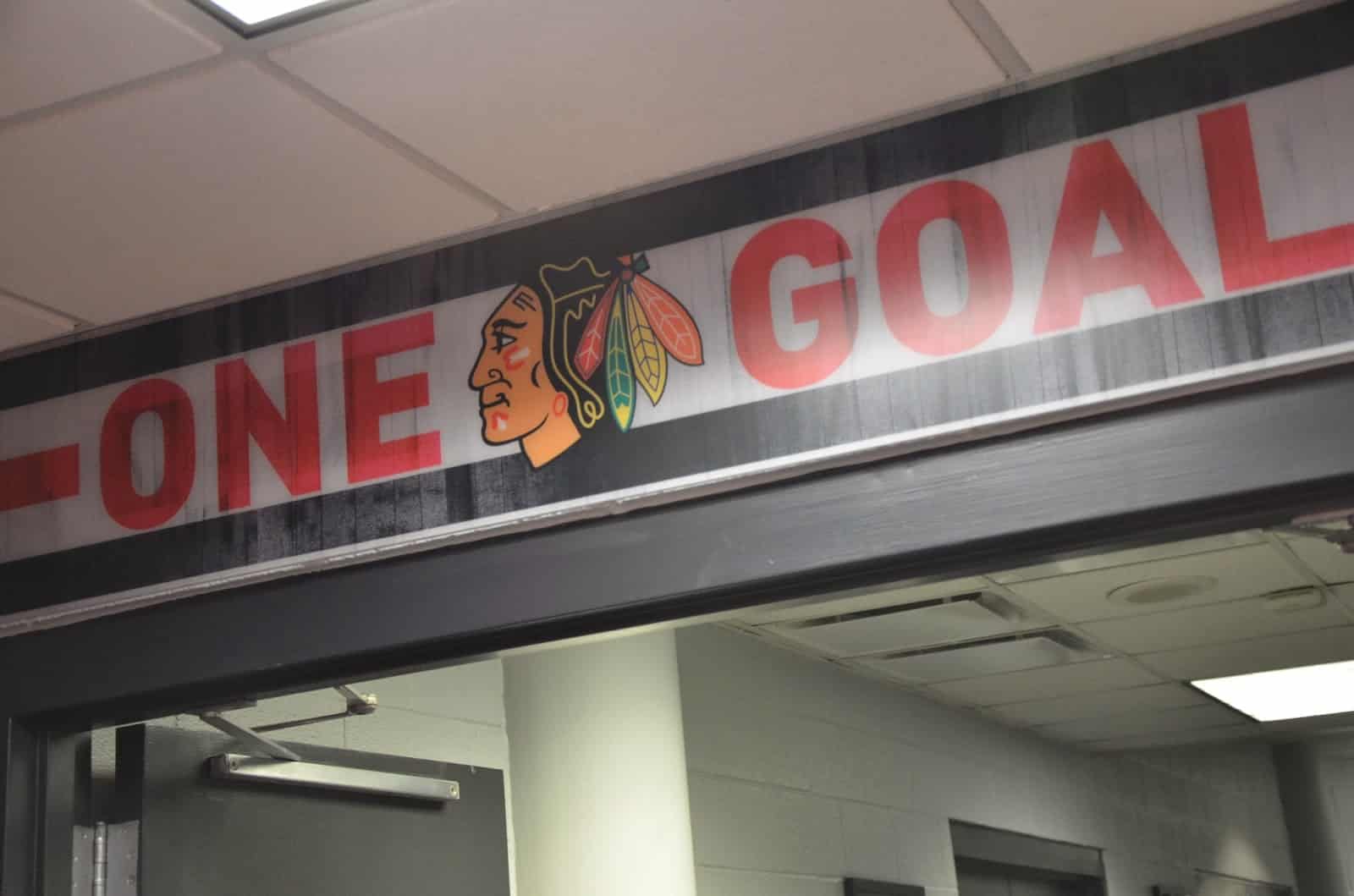 One Goal in the Blackhawks locker room at the United Center