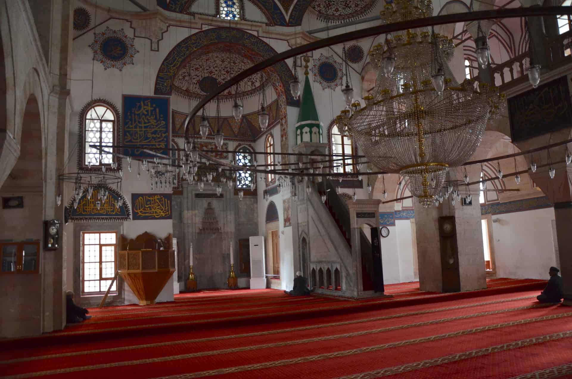 Prayer hall of the Şerafeddin Mosque in Konya, Turkey