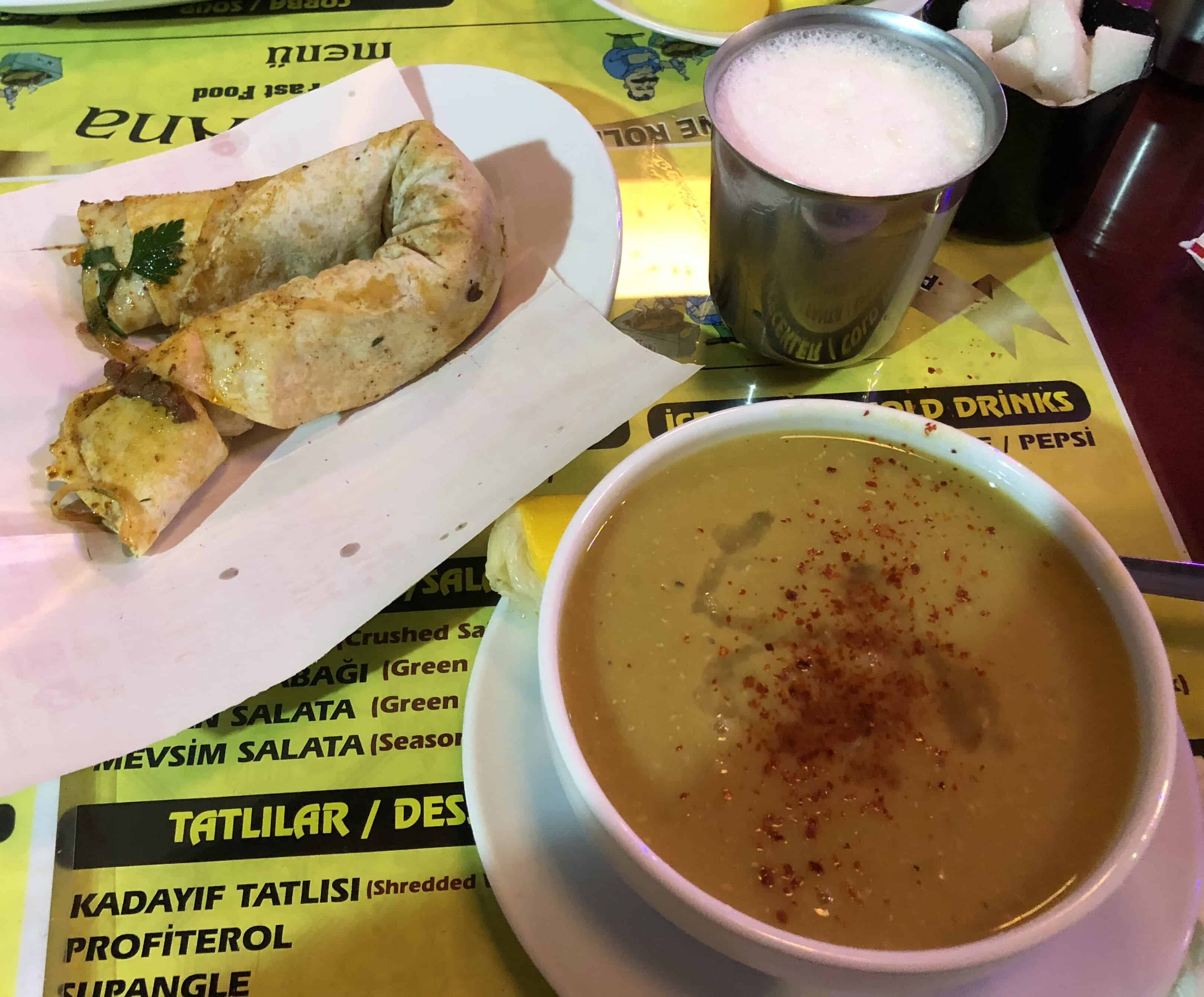 Tantuni with lentil soup at Emine Ana Tantuni