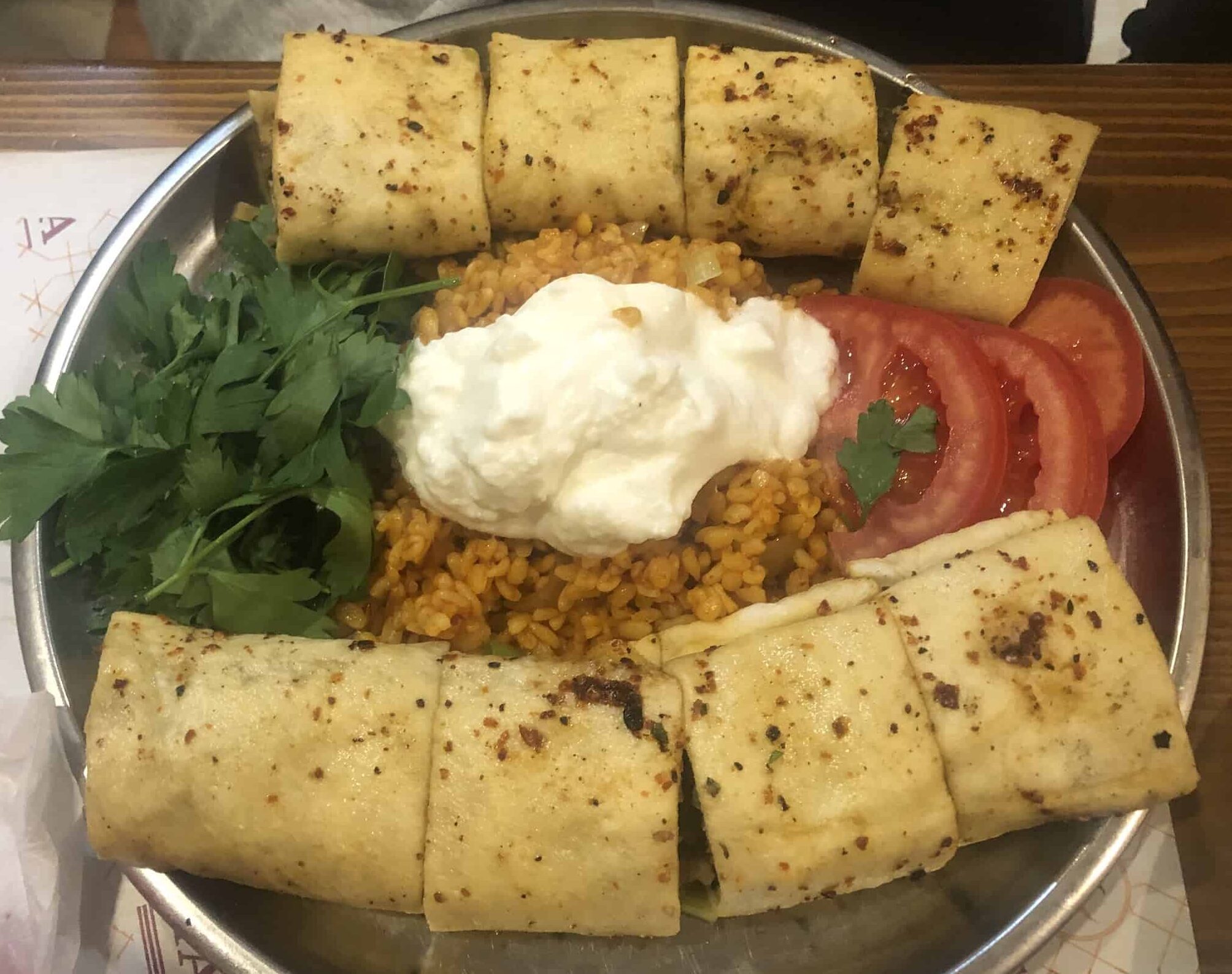 Beyti kebab at Hayri Usta Ocakbaşı in Istanbul, Turkey