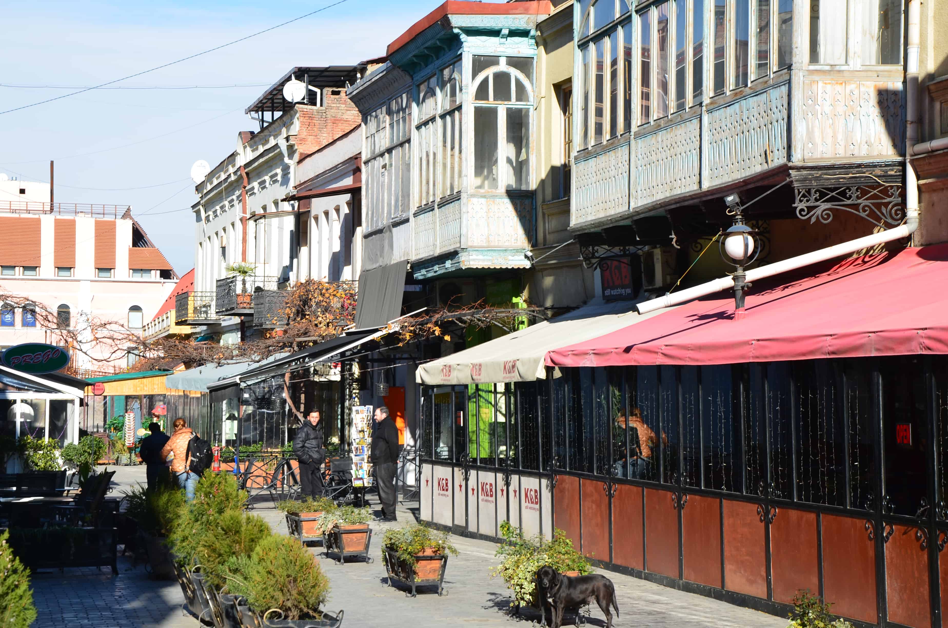 Looking down a street in Old Tbilisi, Georgia