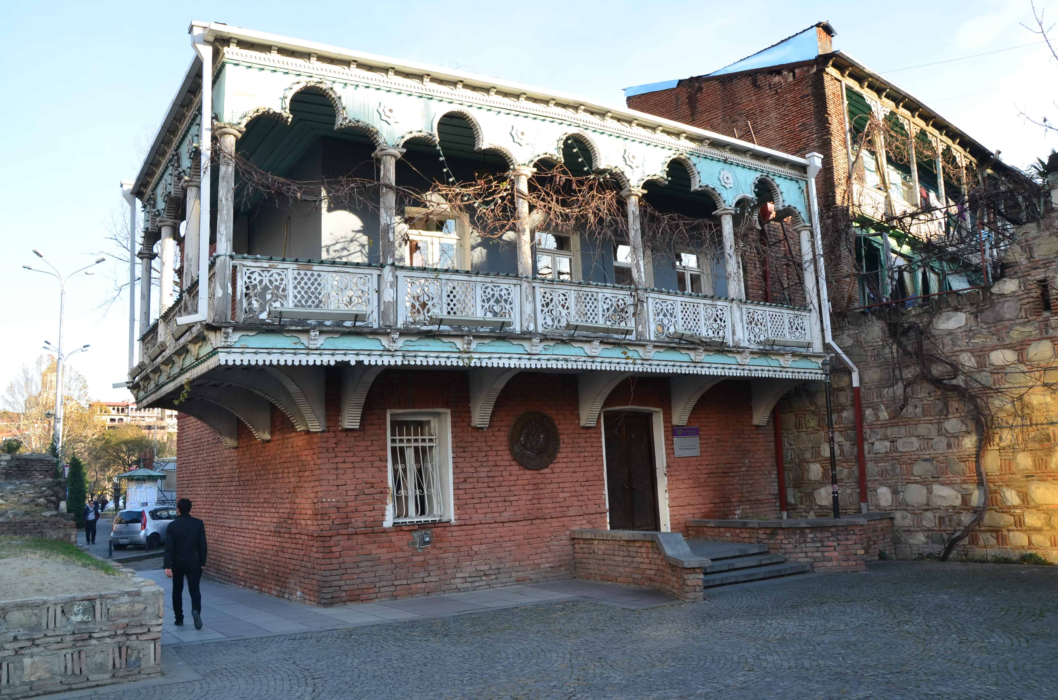 A building on top of the city walls in Tbilisi, Georgia