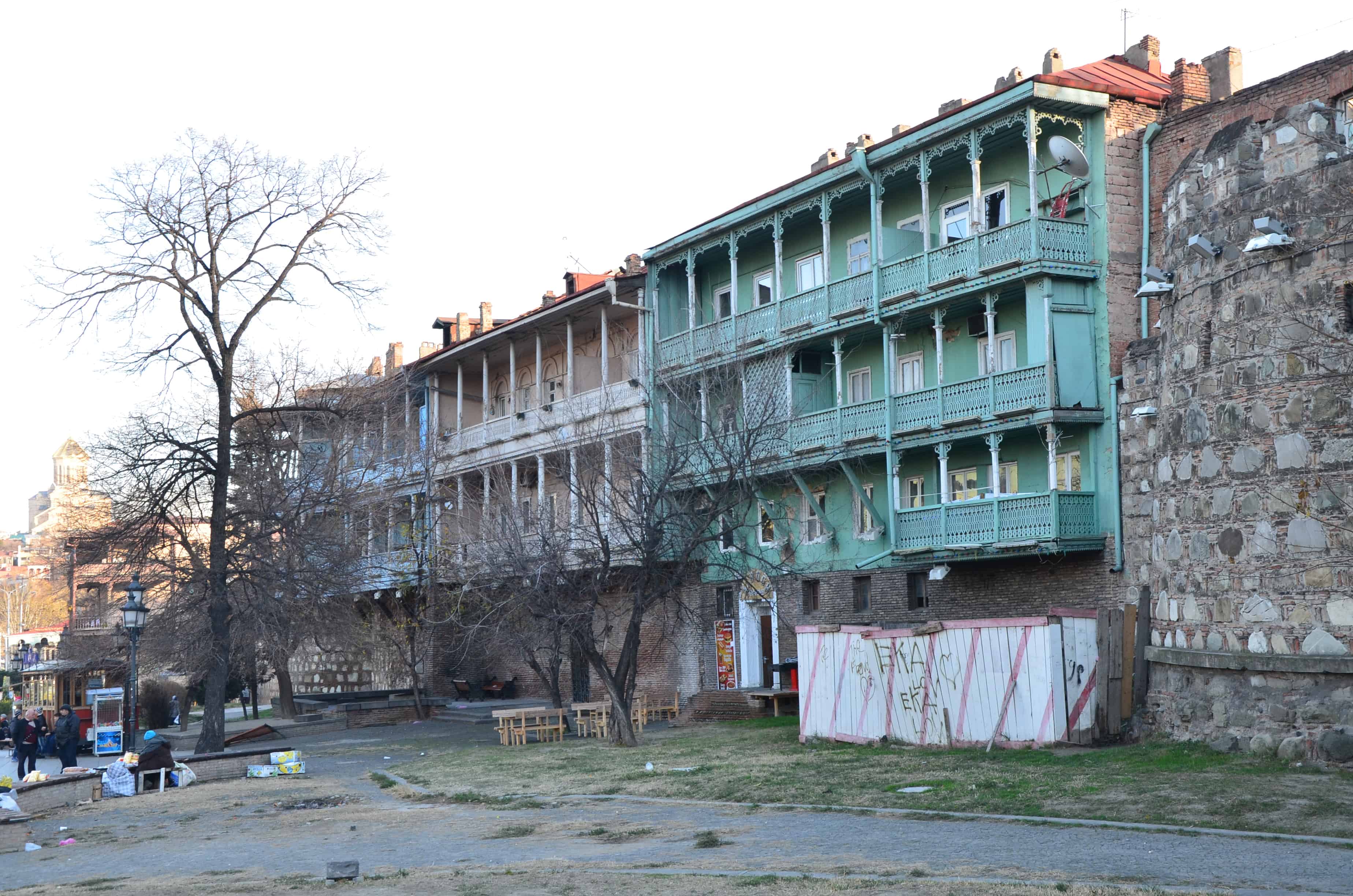 Buildings on the city walls in Tbilisi, Georgia