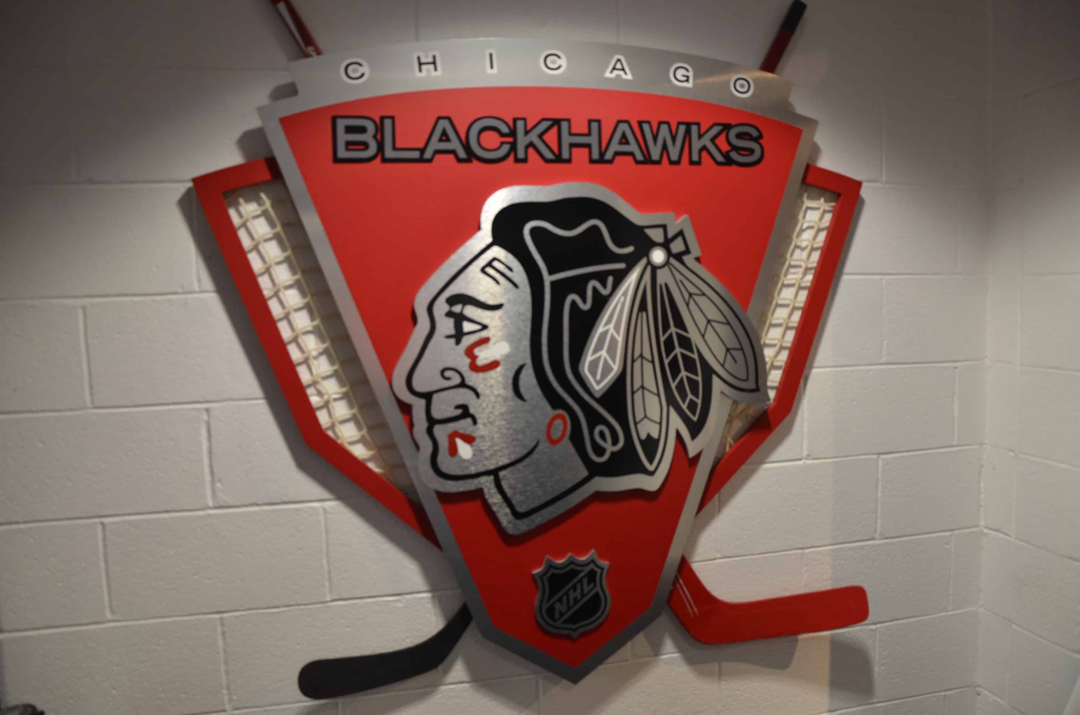 Chicago Blackhawks locker room at the United Center, Chicago, Illinois