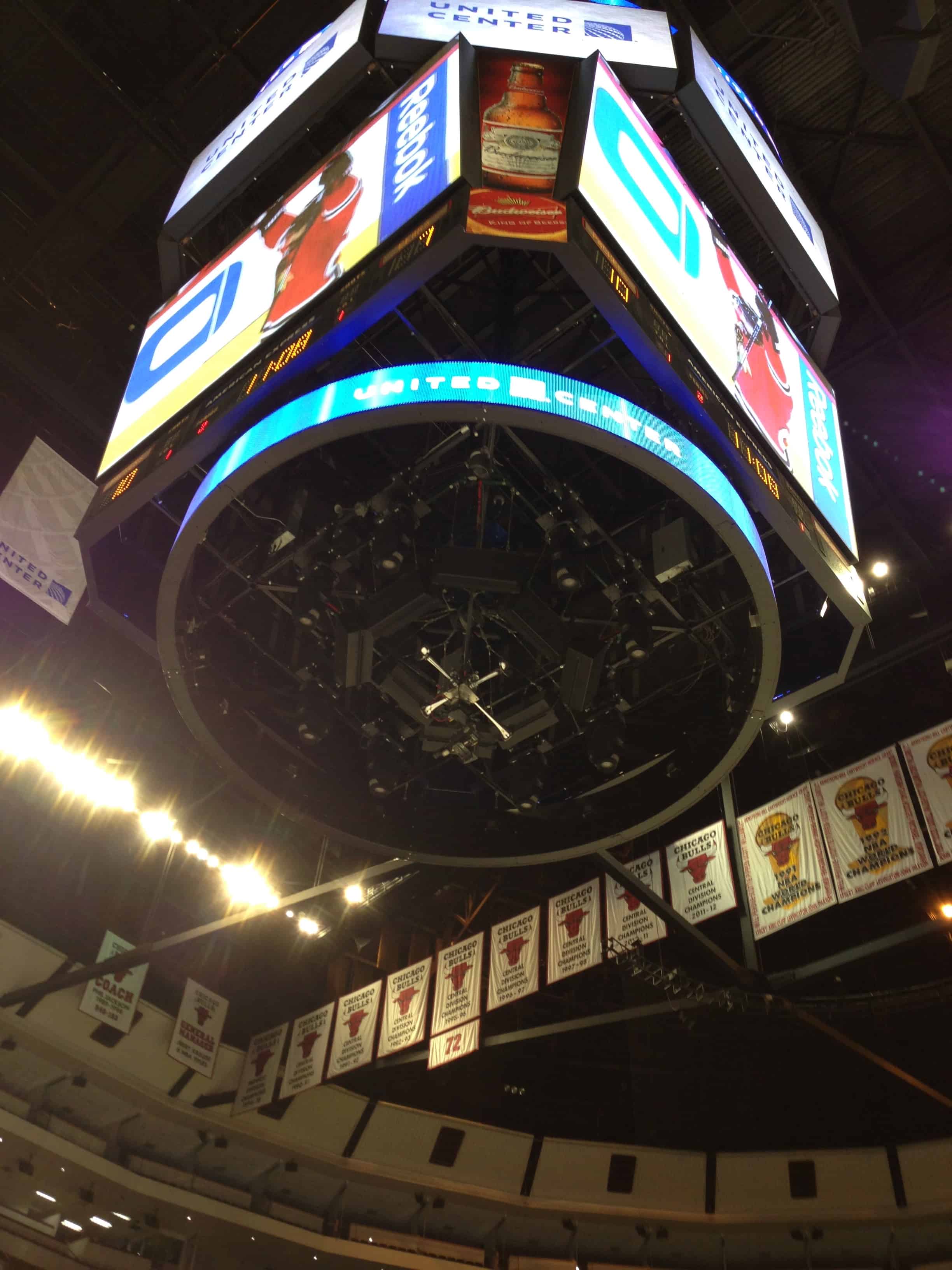 Ever wonder what it's like to stand under the scoreboard? at the United Center