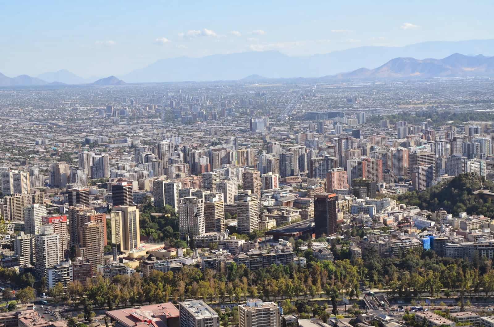 View of Santiago from Cerro San Cristóbal in Bellavista, Santiago de Chile