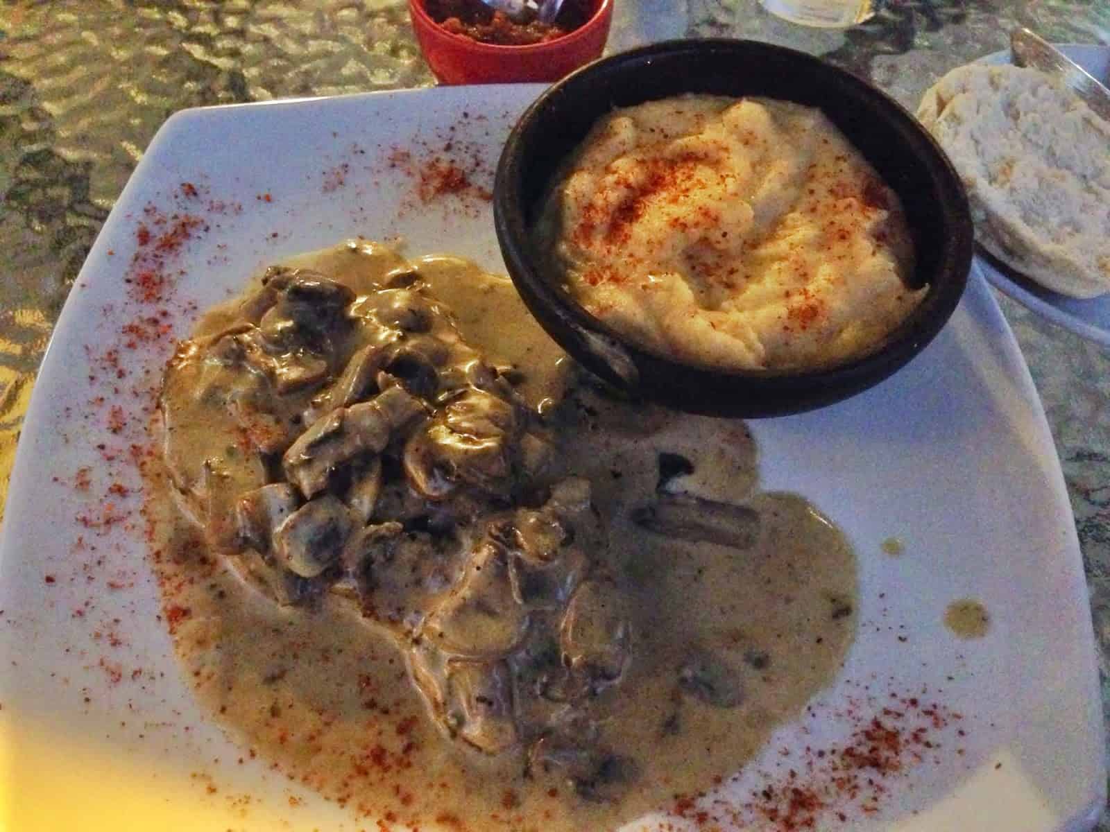 Pork steak and mashed potatoes at Café del Pintor in Valparaíso, Chile