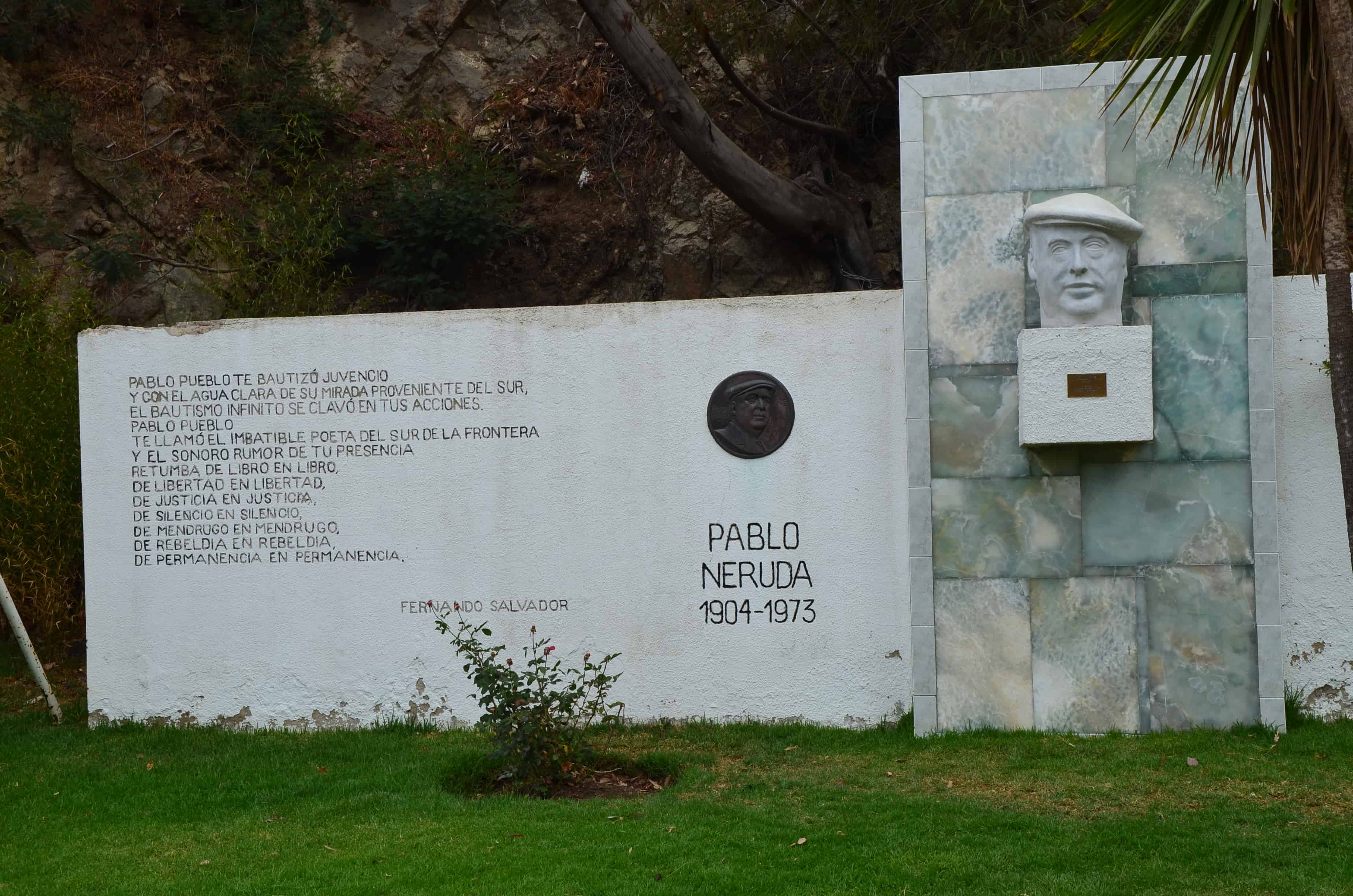Pablo Neruda monument at Quinta Vergara in Viña del Mar, Chile