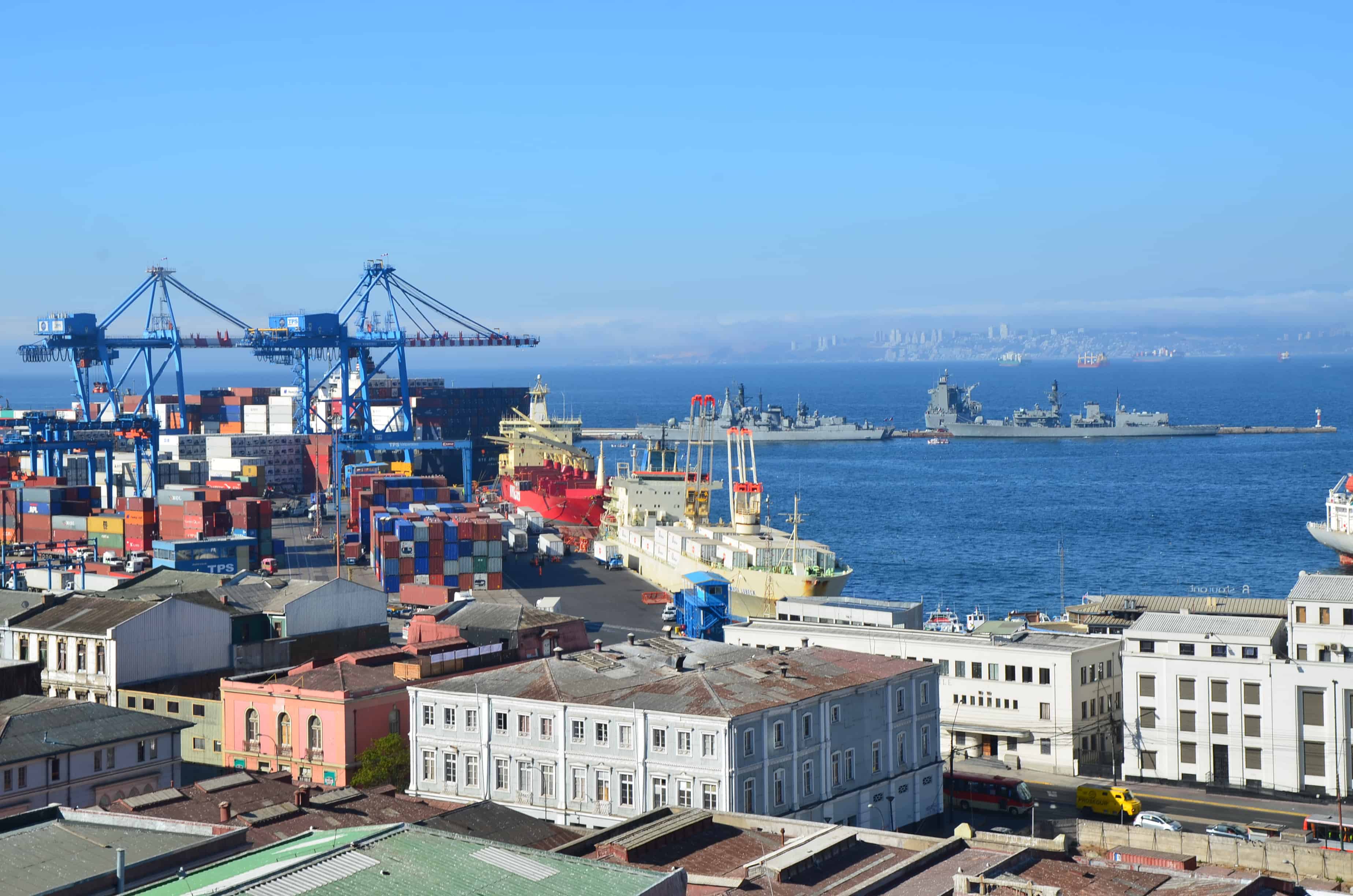 View of the port from Cerro Cordillera in Valparaíso, Chile