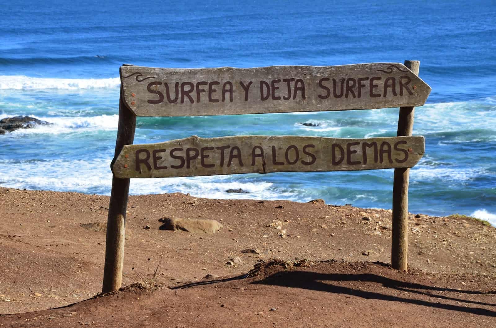 "Surf and let surf" at Punta de Lobos, Pichilemu, Chile