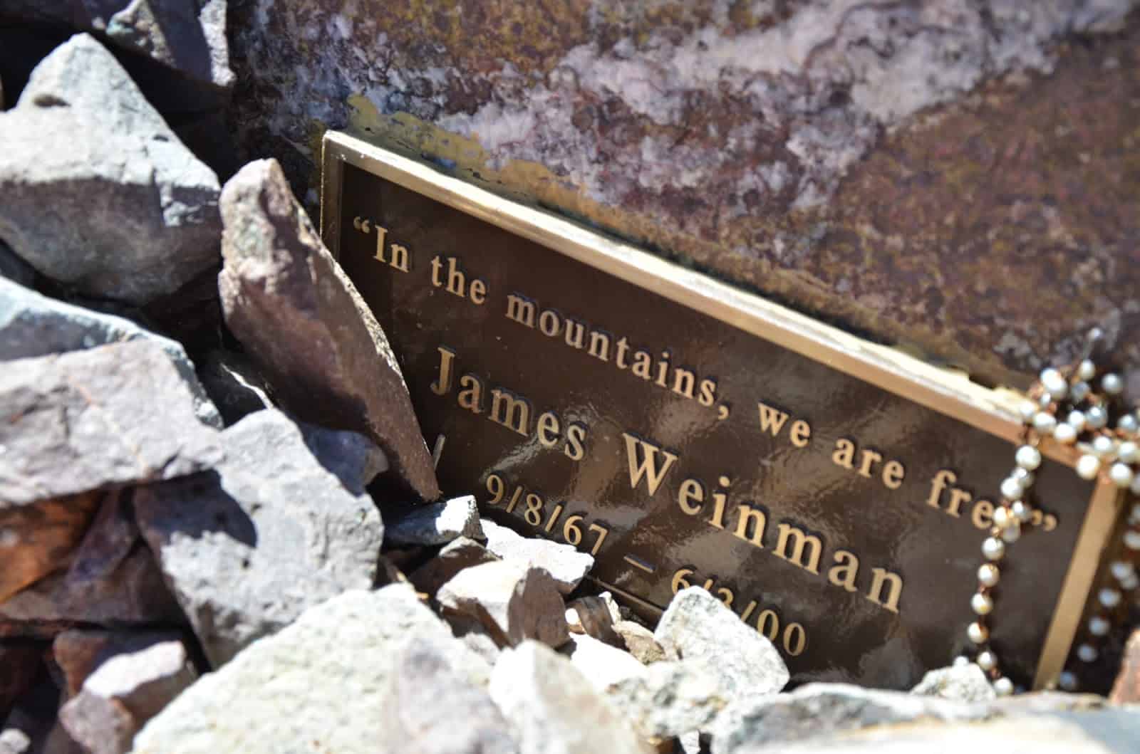 A memorial for an American killed on the glacier at El Morado, Cajón del Maipo, Chile