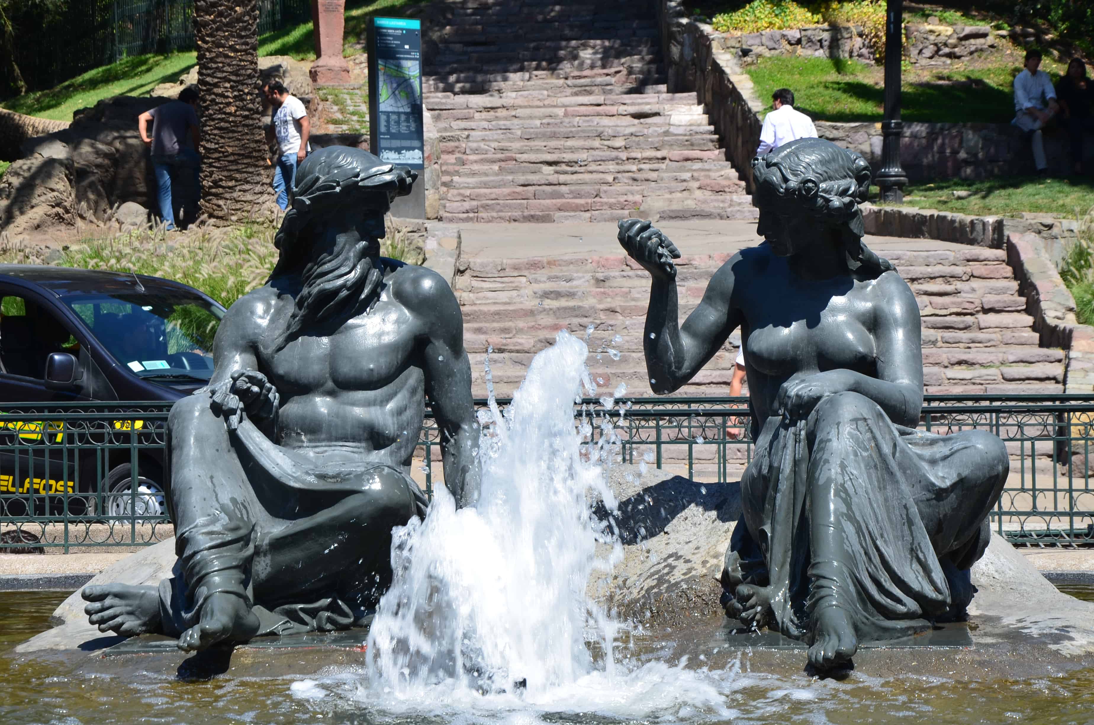 Fountain at the rear entrance at Cerro Santa Lucía in Santiago de Chile