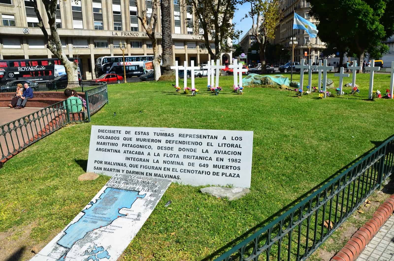 Las Malvinas memorial at Plaza de Mayo in Buenos Aires, Argentina