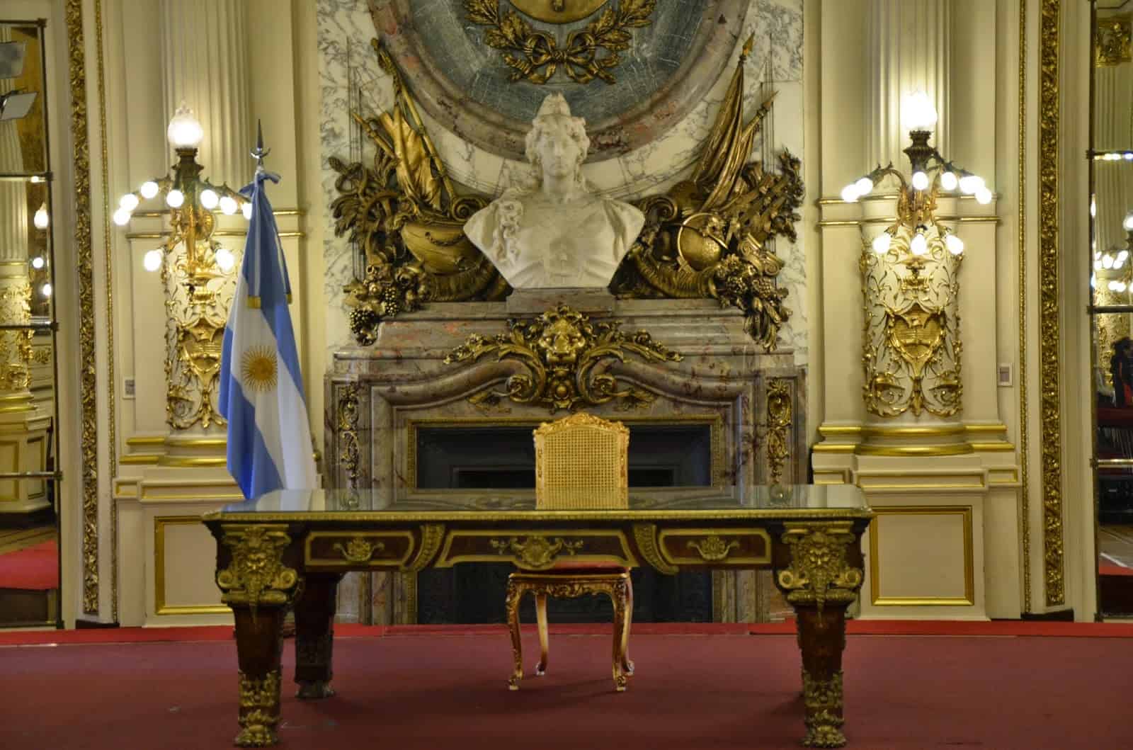 White Room at Casa Rosada on Plaza de Mayo in Buenos Aires, Argentina