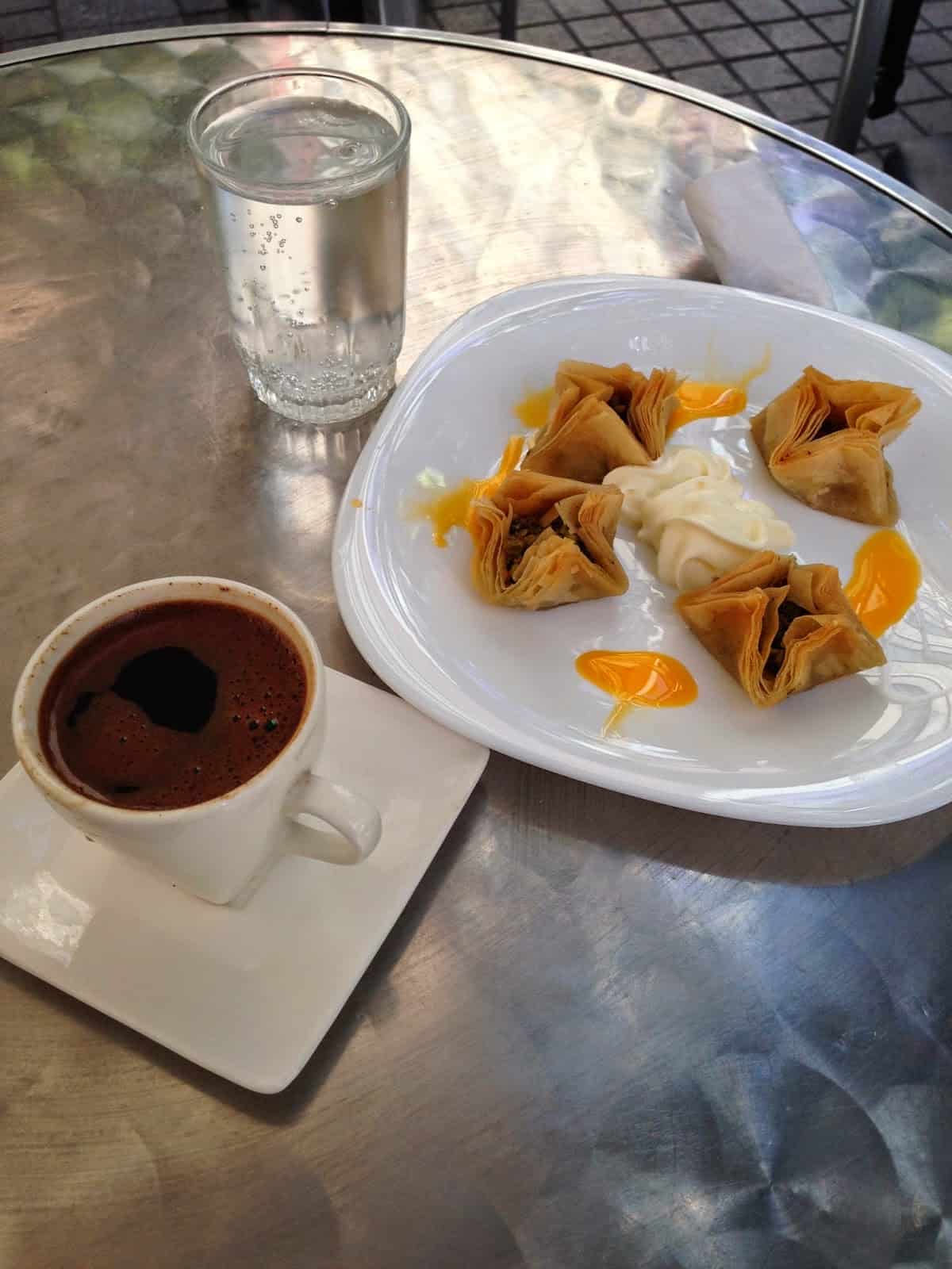 Turkish coffee and baklava at Döner House in Santiago de Chile