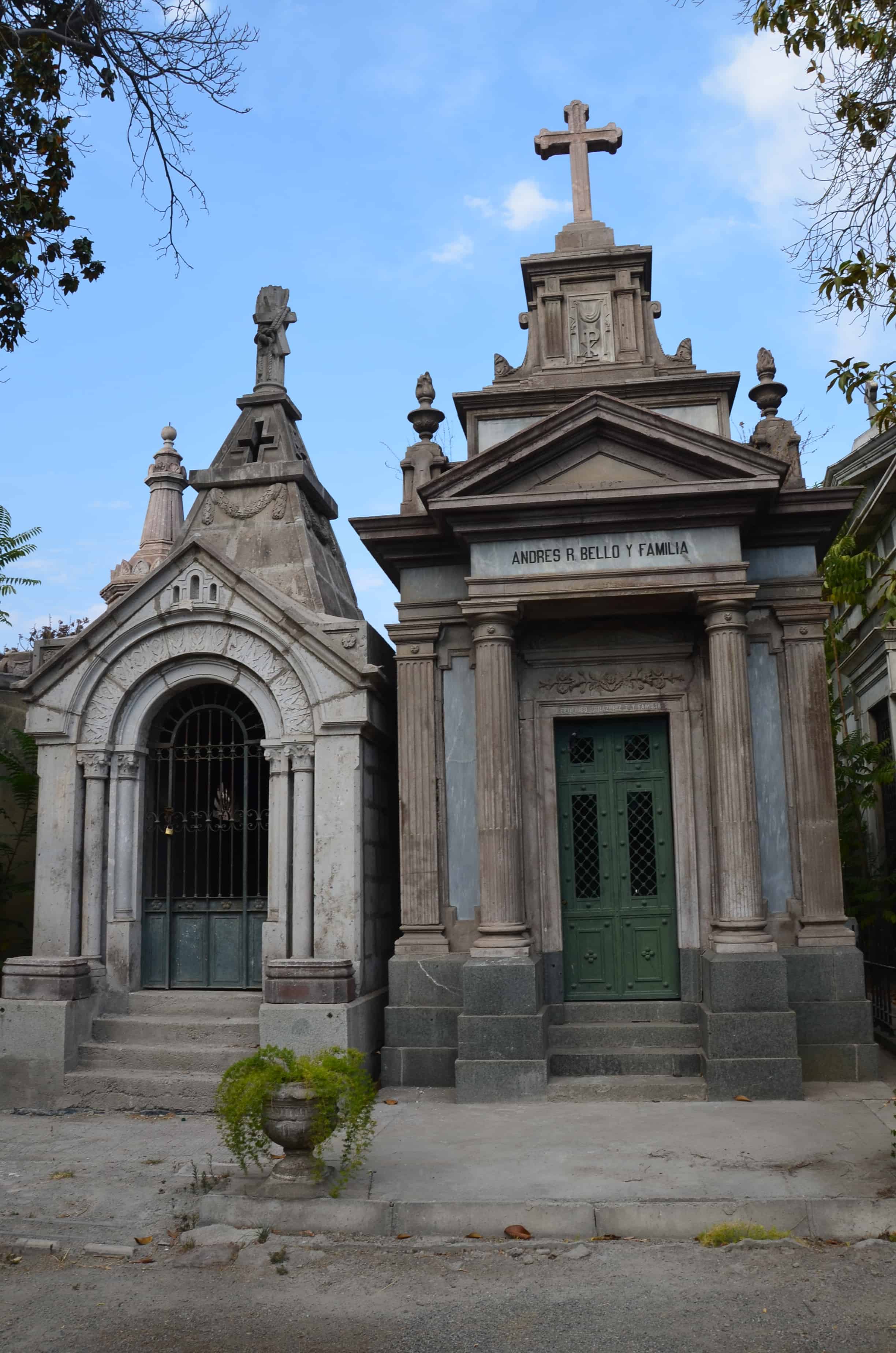 Tomb of Andres Bello (right) at Cementerio General in Santiago de Chile