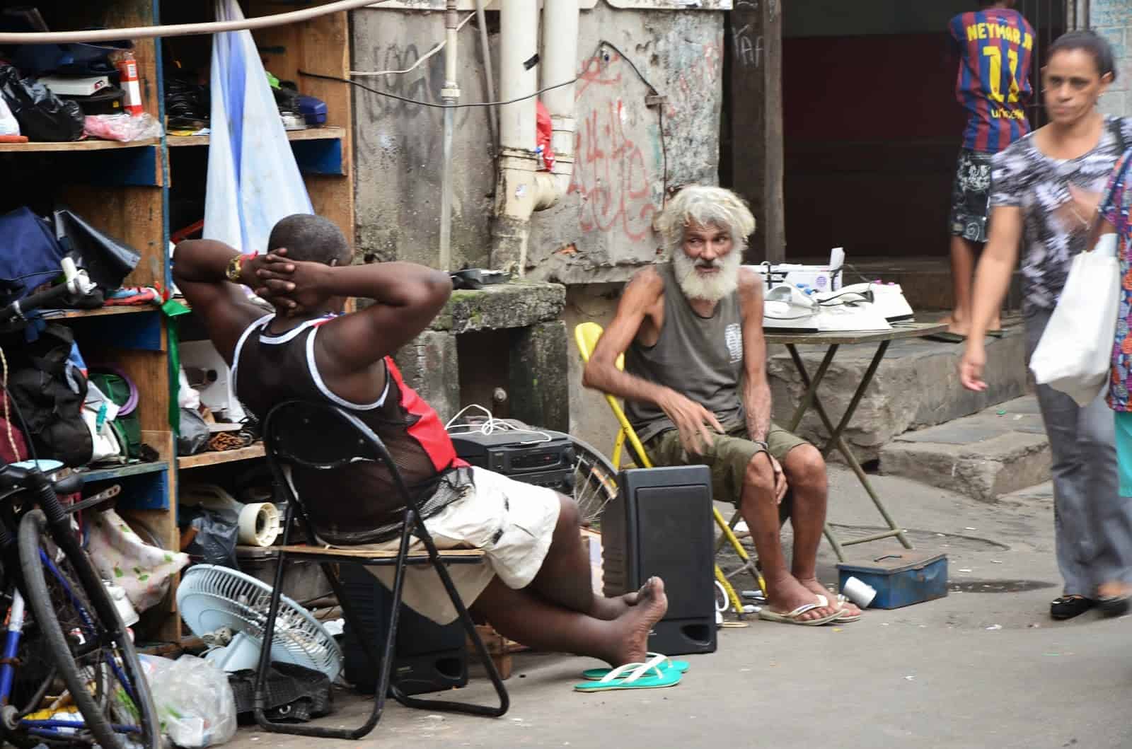 Favela residents in Lower Rocinha at Rocinha favela, Rio de Janeiro, Brazil