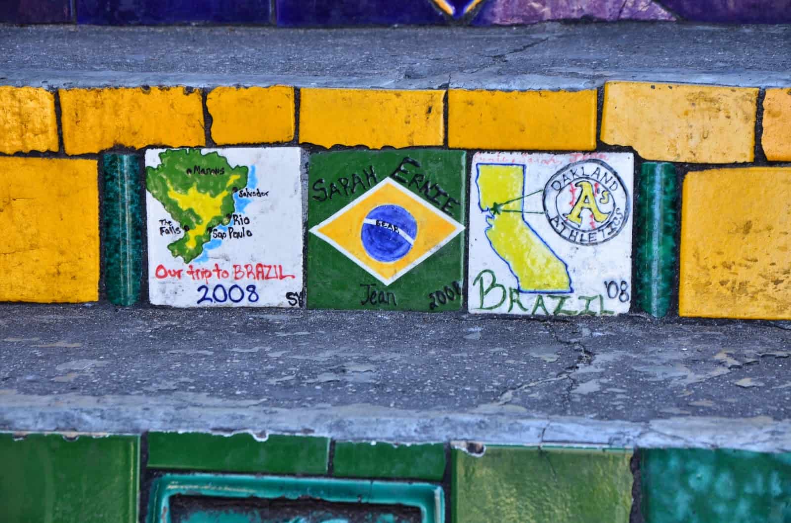2008 trip to Brazil tiles at Escadaria Selarón in Rio de Janeiro, Brazil