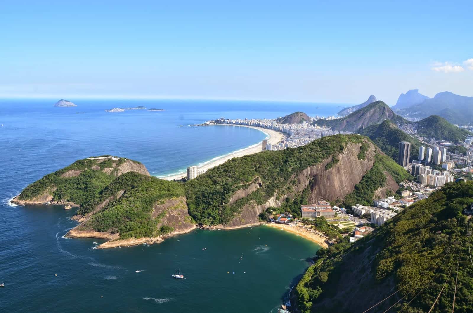 Looking towards Copacabana from Sugarloaf Mountain in Rio de Janeiro, Brazil