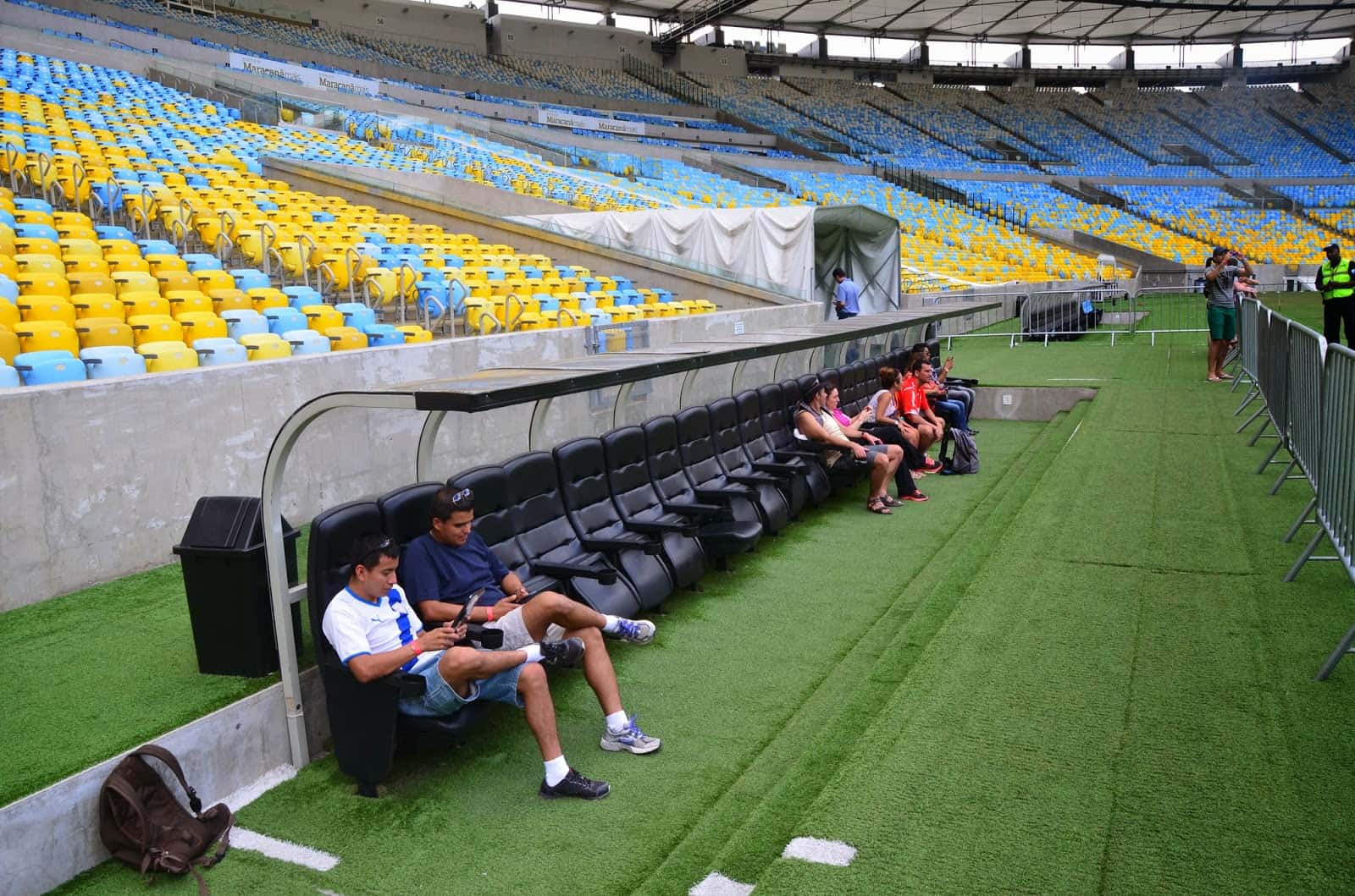 Visitors' bench at Estádio do Maracanã in Rio de Janeiro, Brazil
