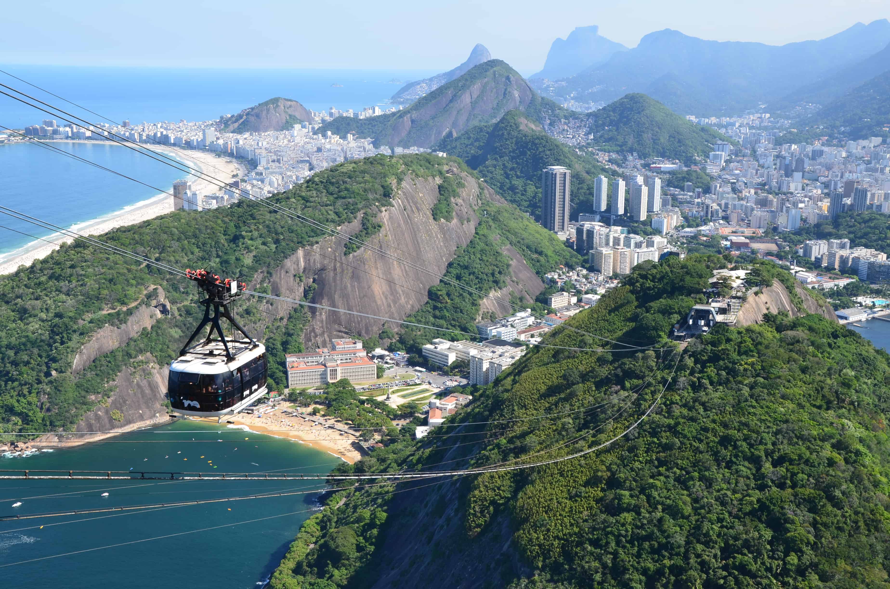 Cable car from Morro da Urca in Rio de Janeiro, Brazil