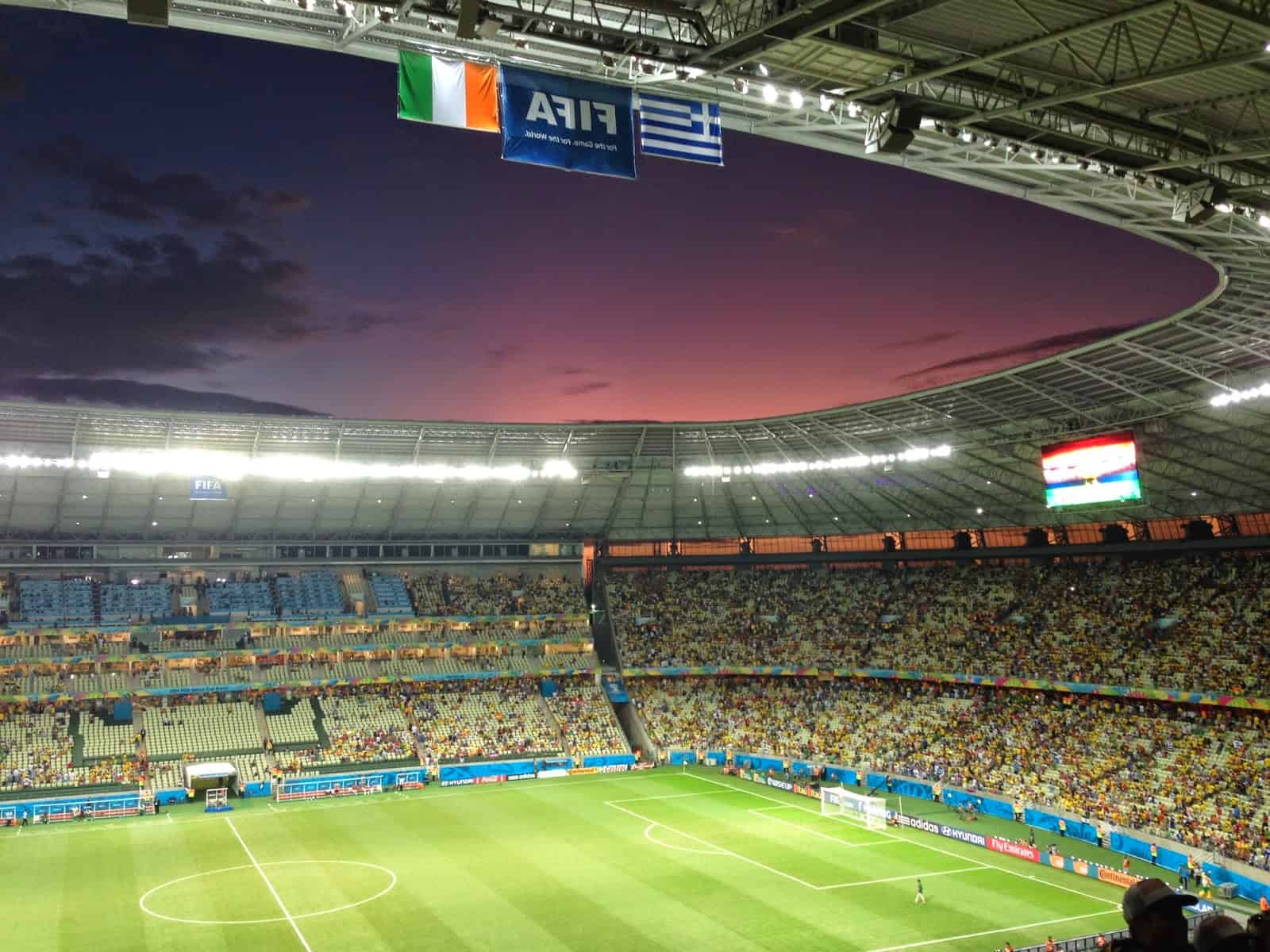 A beautiful sky at half time at Arena Castelão in Fortaleza, Brazil