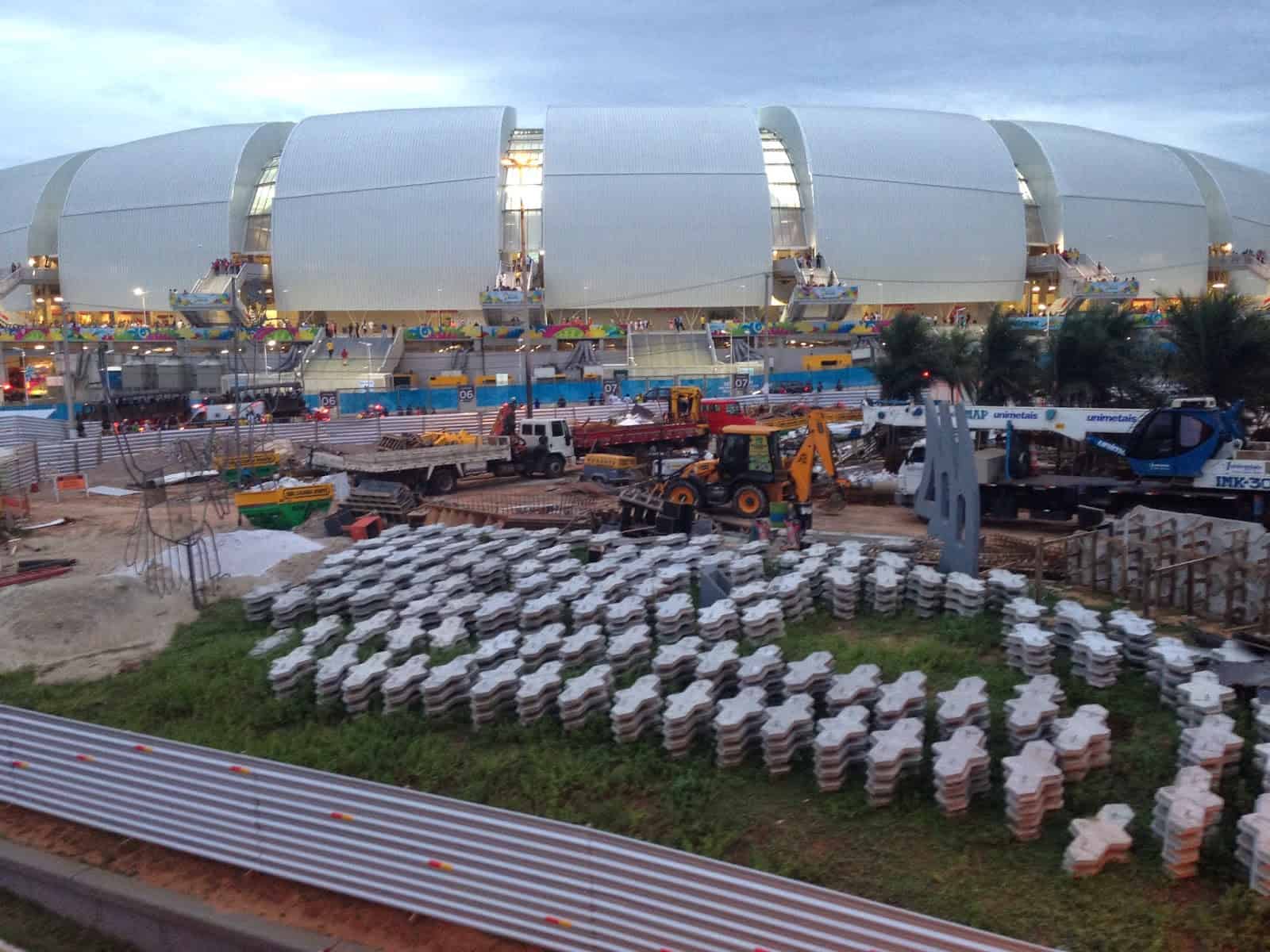 Construction zone at Arena das Dunas in Natal, Brazil