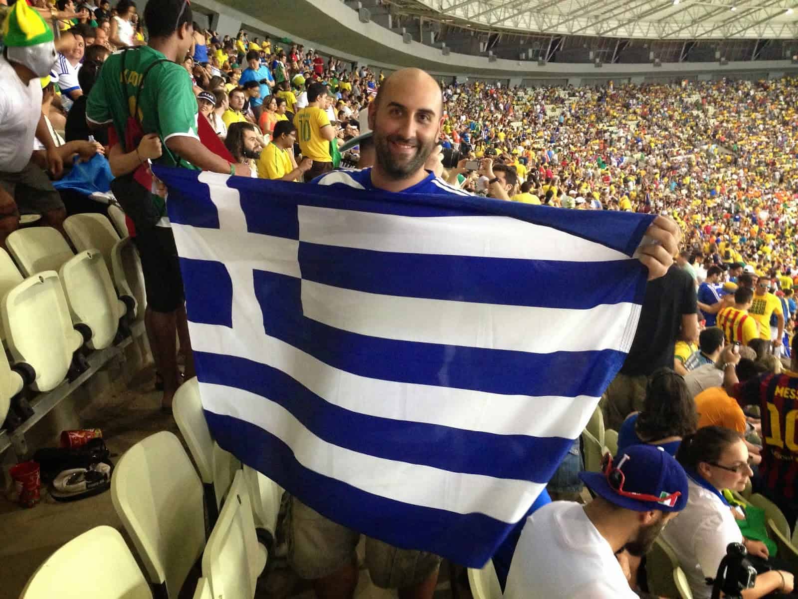 Me at the Greece vs Côte d'Ivoire game in the 2014 World Cup at Arena Castelão in Fortaleza, Brazil