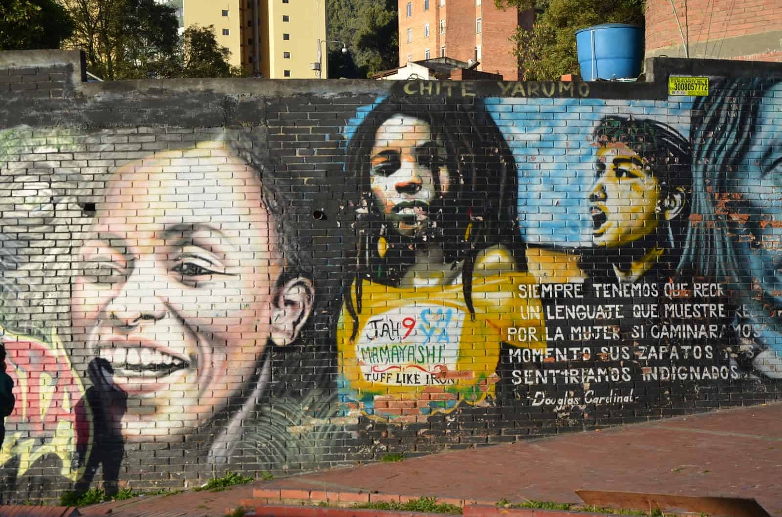 A mural that has since disappeared near Chorro de Quevedo in La Candelaria, Bogotá, Colombia