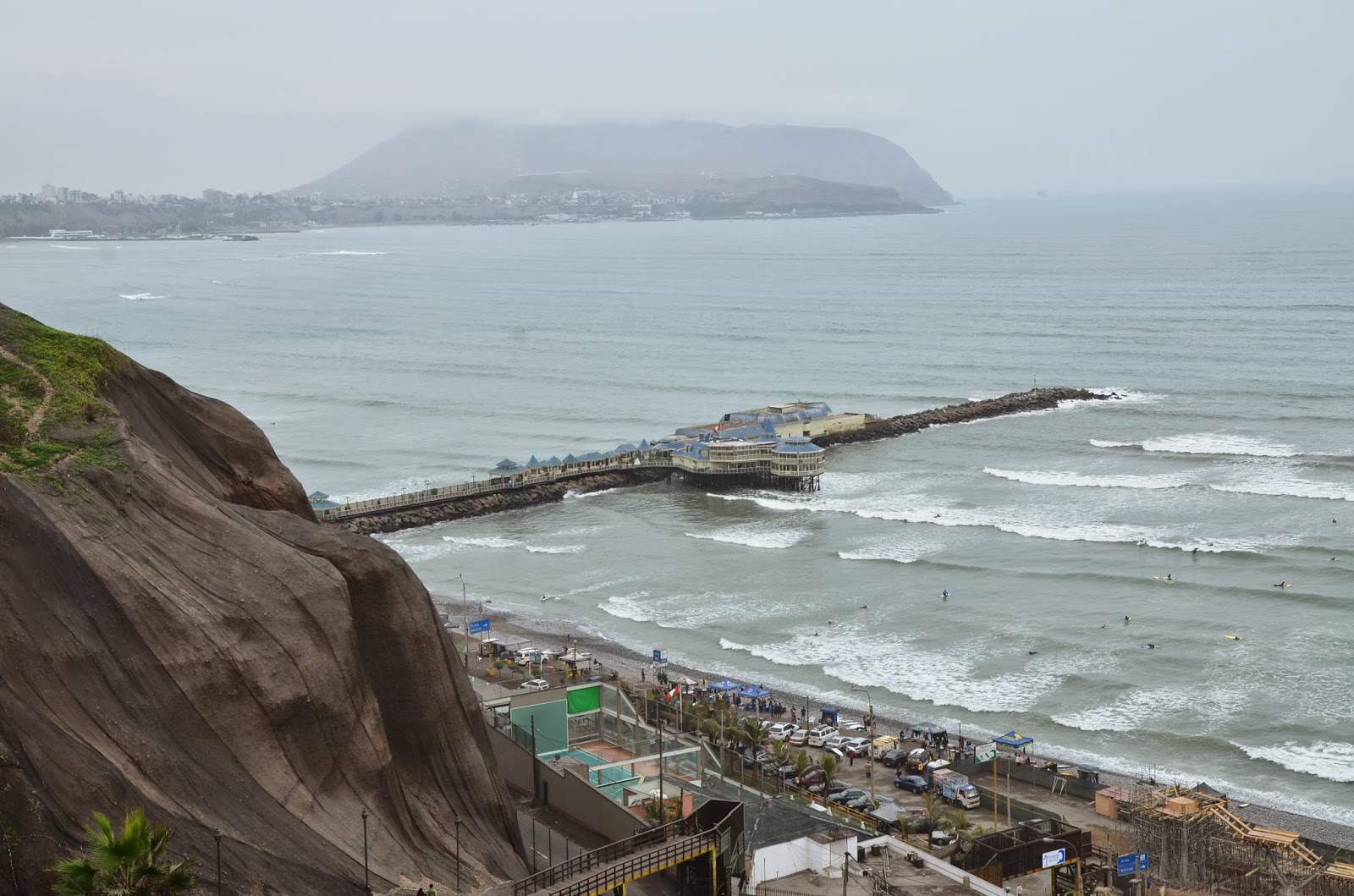 View of the Pacific Ocean in Miraflores, Lima, Peru
