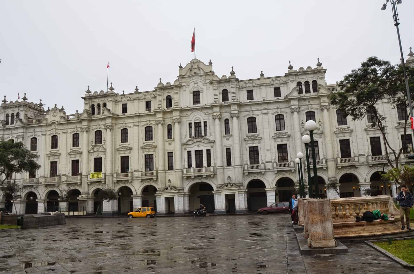 A building on Plaza San Martín in Lima, Peru
