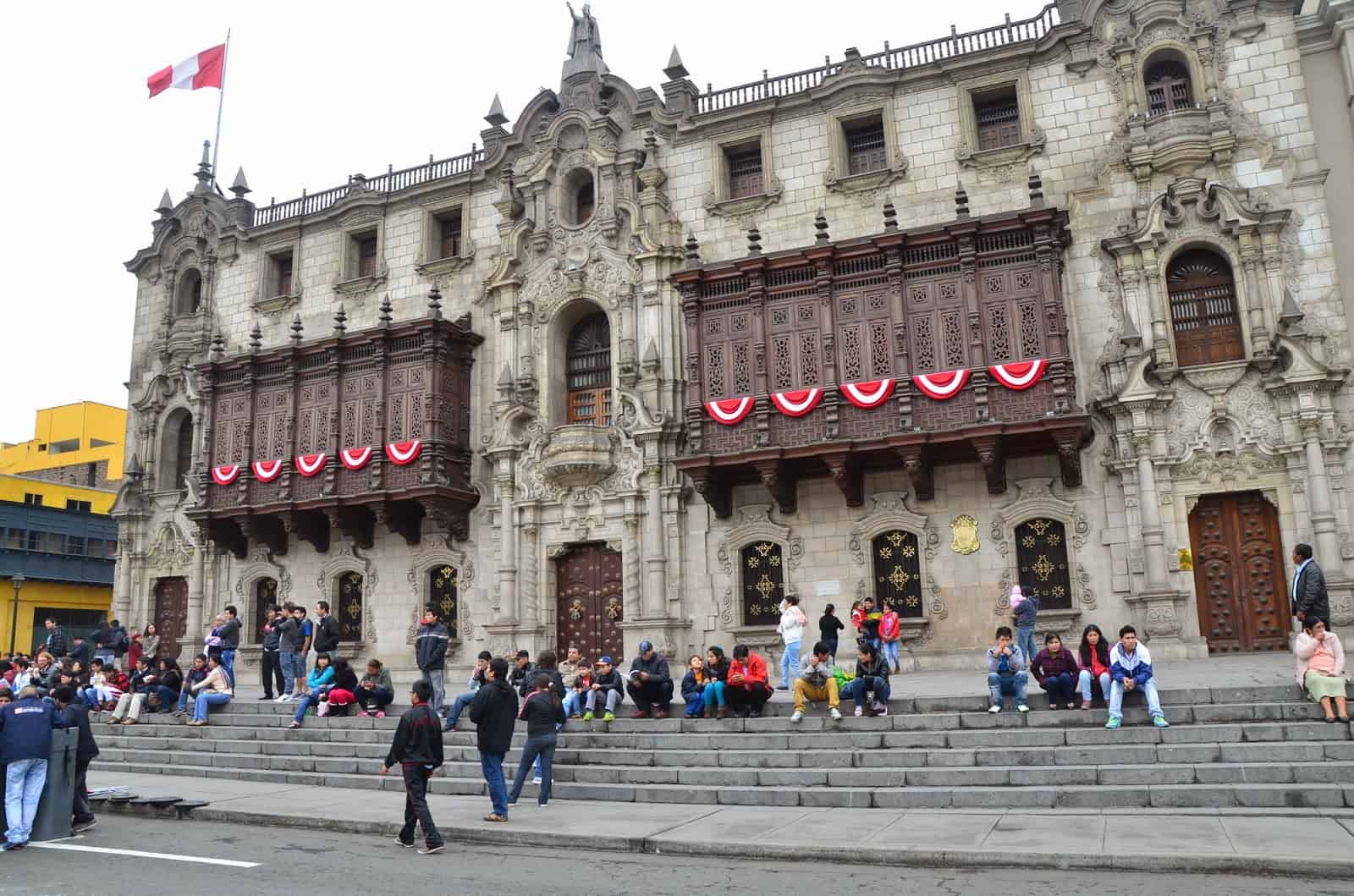 Palacio Arzobispal at Plaza Mayor in Lima, Peru