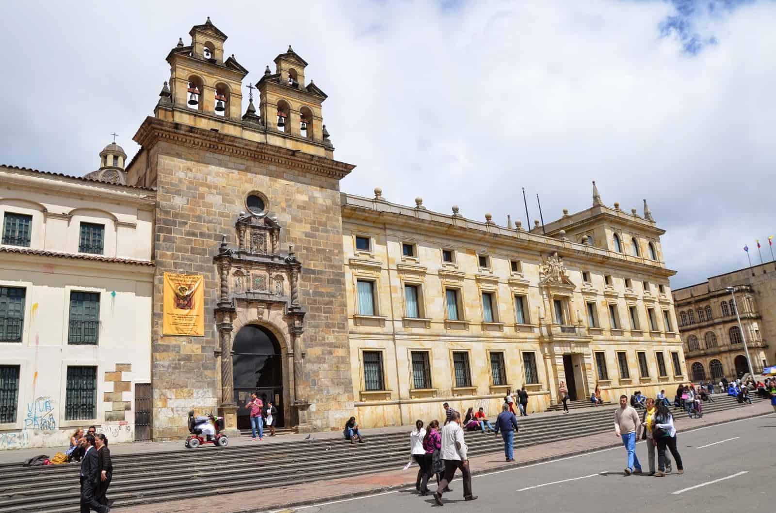 Chapel of the Tabernacle (left) and Cardinal's Palace (right) on Plaza de Bolívar, La Candelaria, Bogotá, Colombia