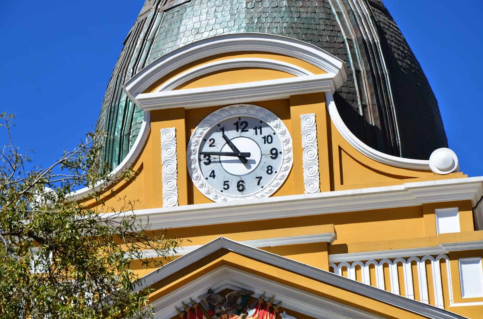 Clock on the Palacio de Gobierno in La Paz, Bolivia