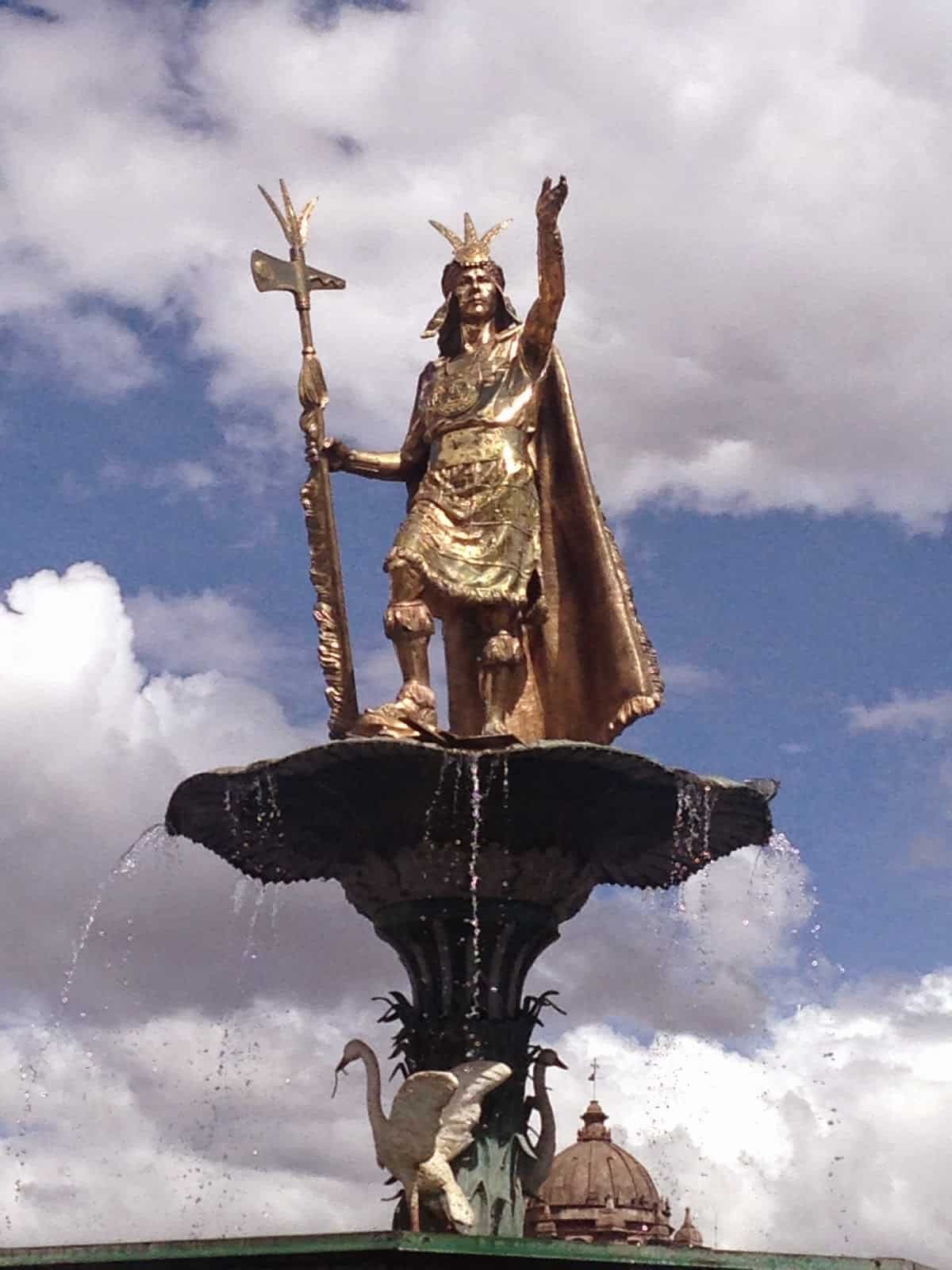 Fountain in the center of Plaza de Armas, Cusco, Peru