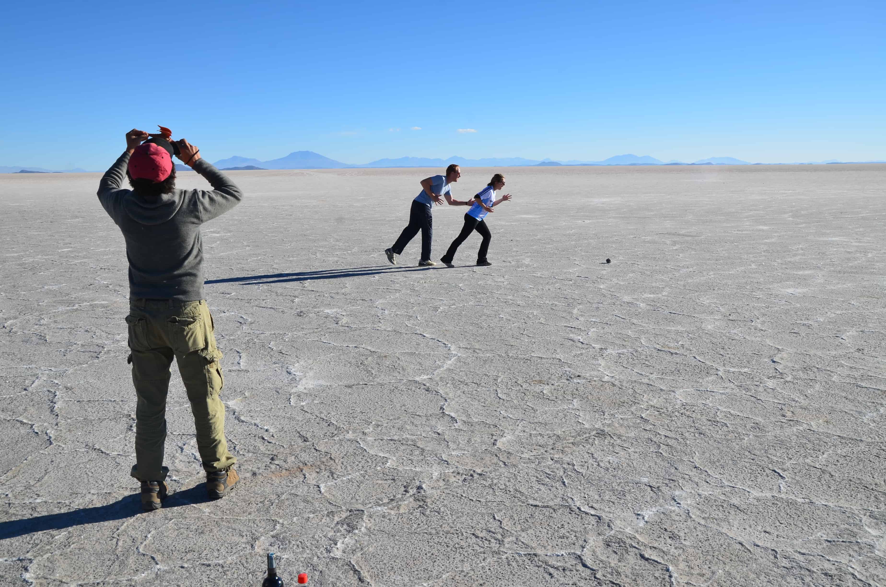 Photo ops at Uyuni Salt Flat, Bolivia
