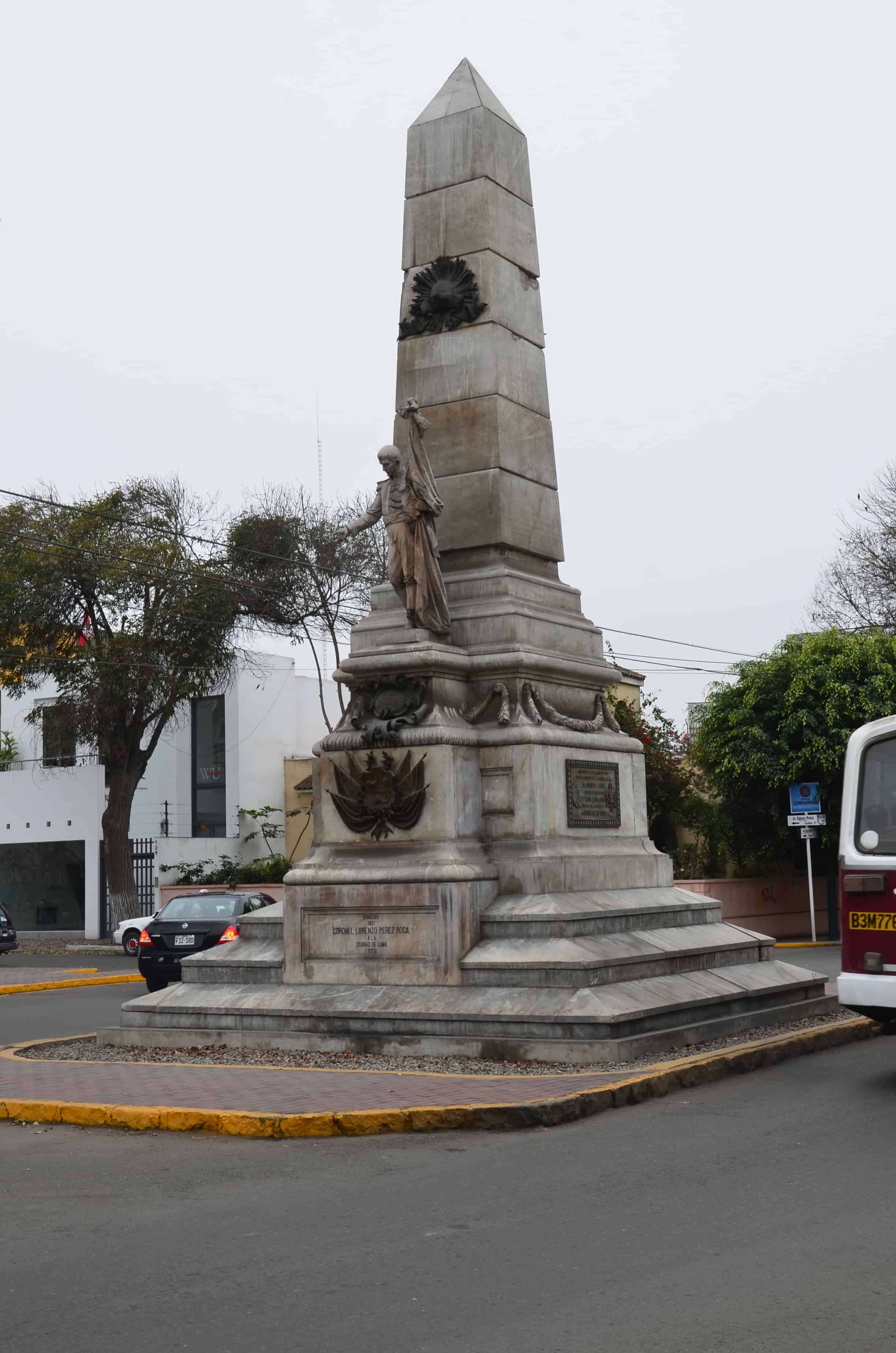 Obelisk on Avenida Sáenz Peña in Barranco, Lima, Peru