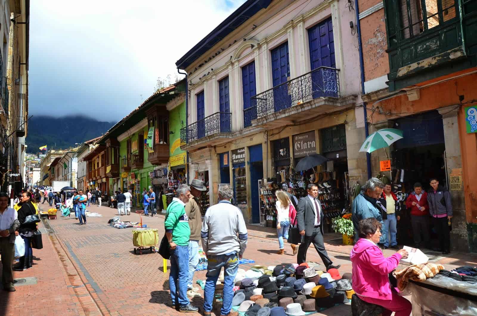 Calle 10 between Carrera 10 and Carrera 9 in La Candelaria, Bogotá, Colombia